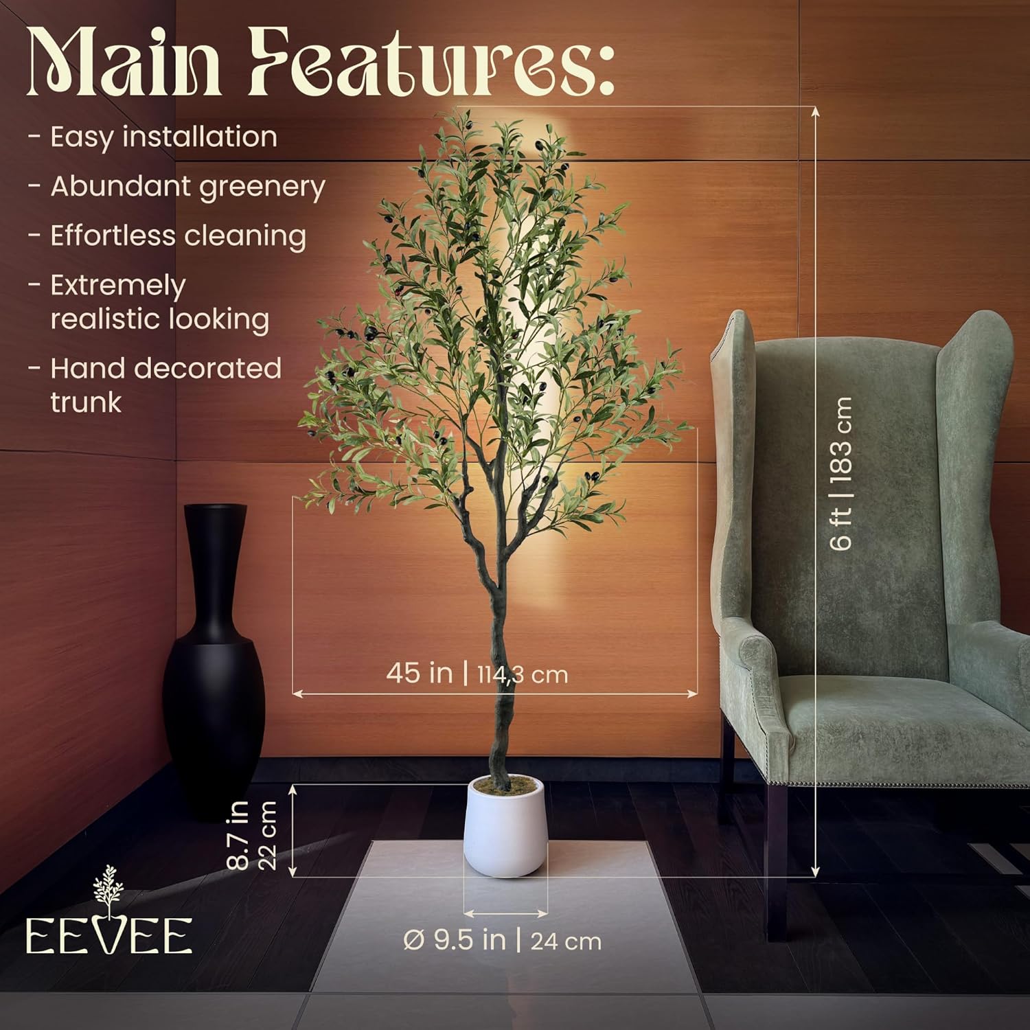 Handmade Faux Olive Tree 6FT with Realistic Pot