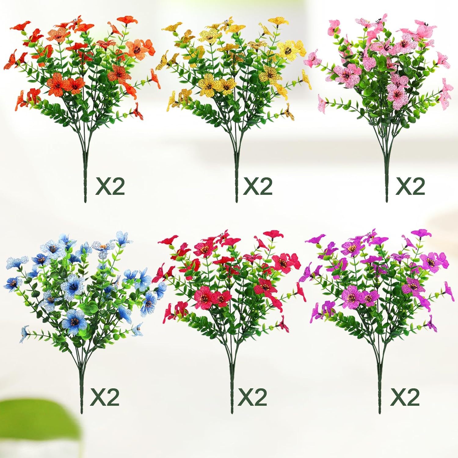 12 Bundles Artificial Flowers Daisies UV Resistant Home Decor