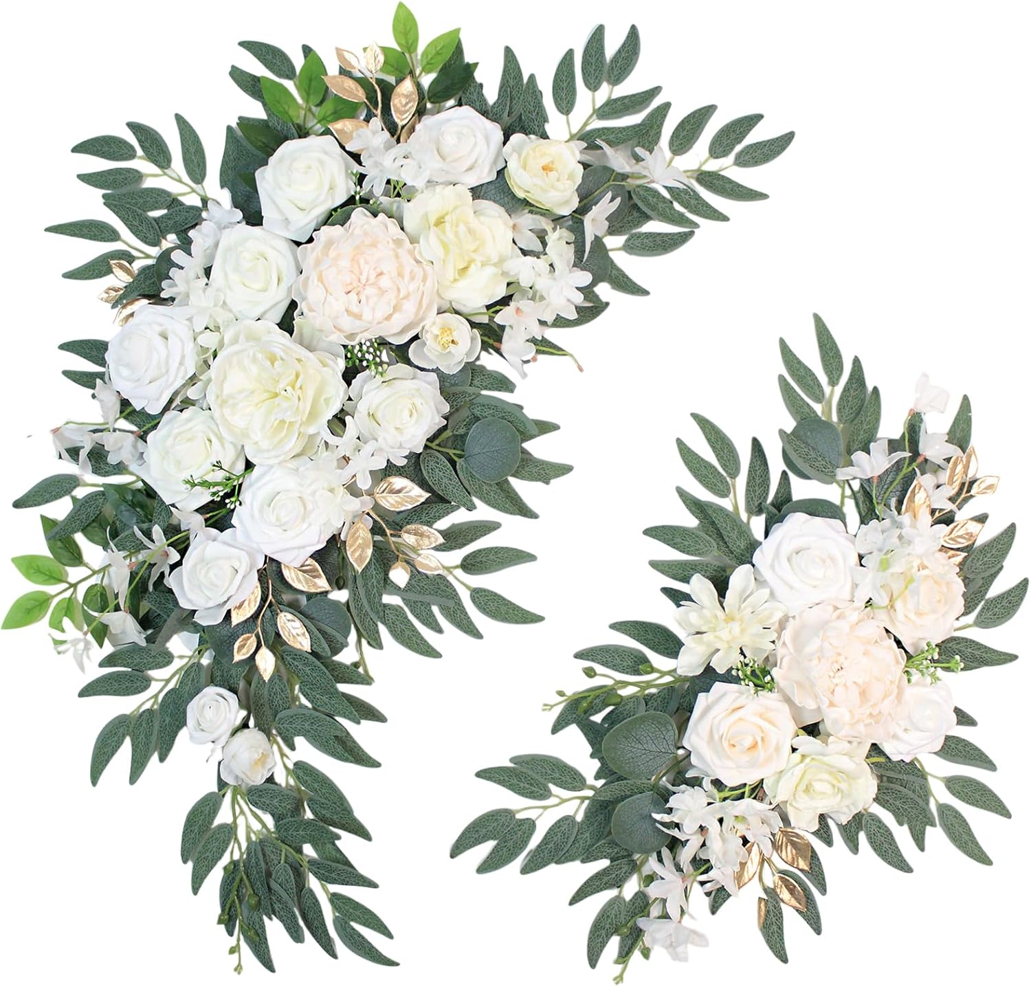 Pack of 2 Artificial Wedding Arch Flowers Decorations Reusable White