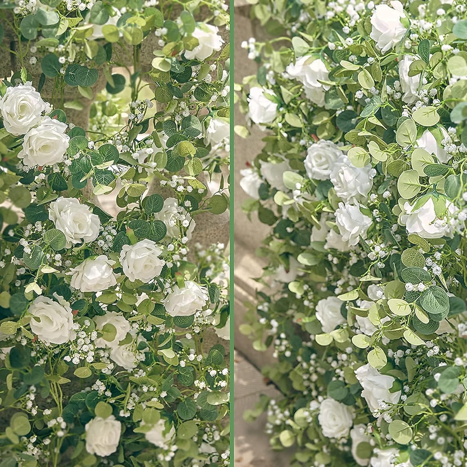 Annas Whimsy 591FT Artificial Eucalyptus Garland with Flowers
