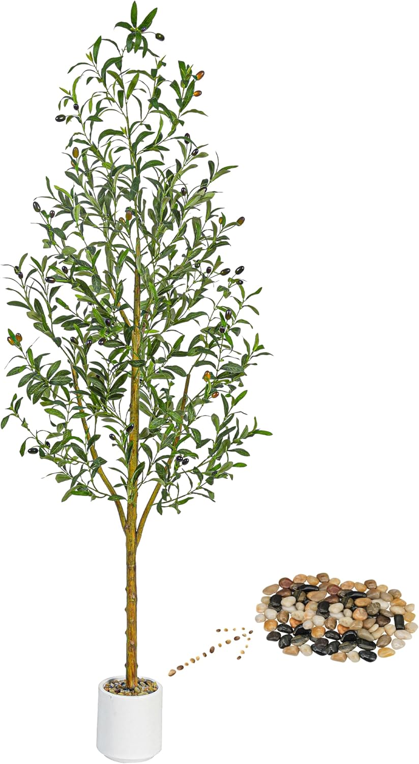 Artificial Olive Tree with White Planter Home Decor