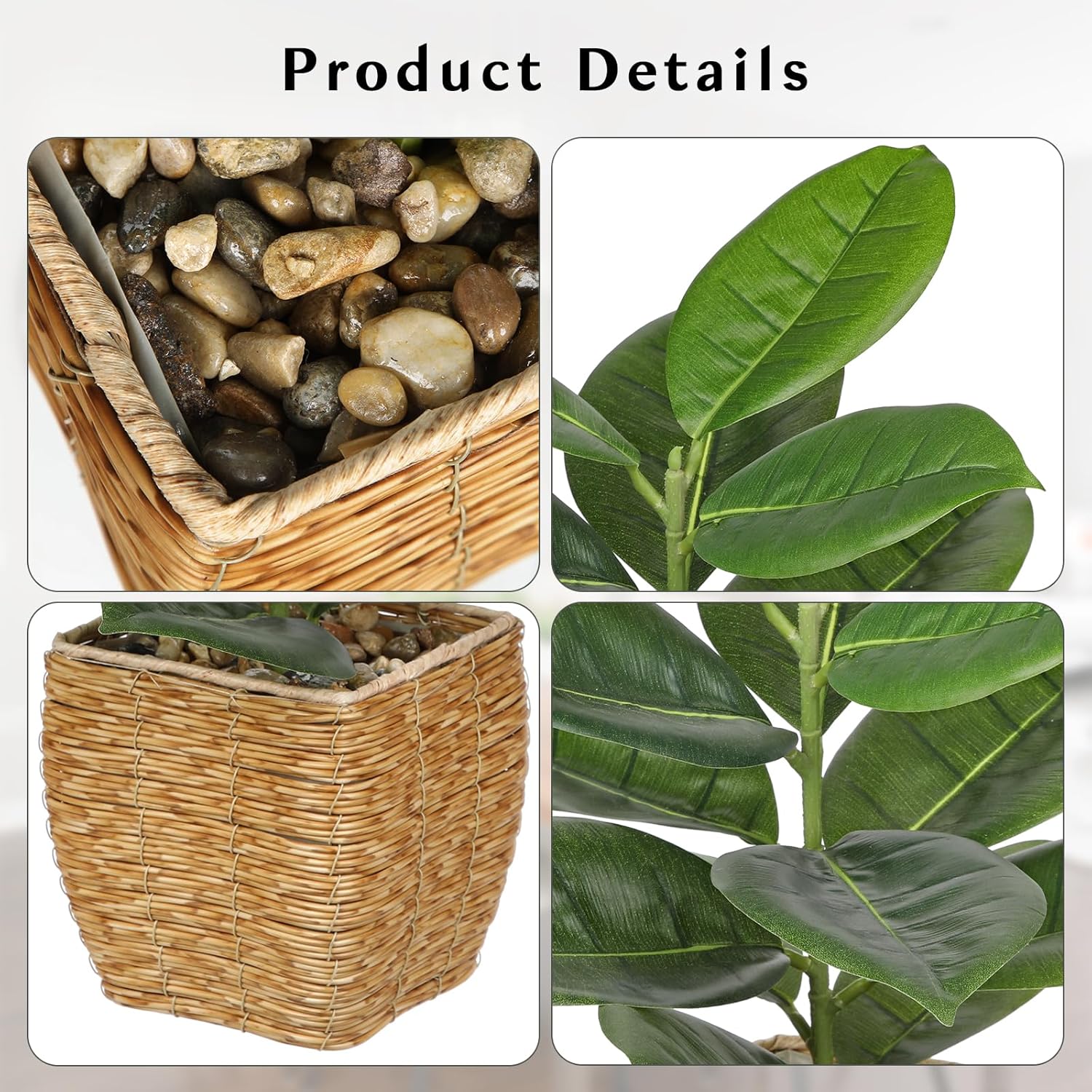 Briful Artificial Oak Plant in Rattan Basket