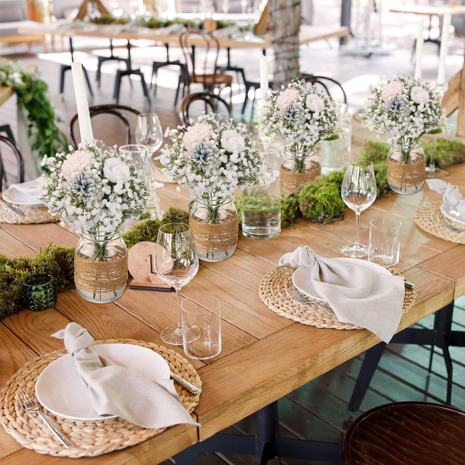 24Pcs Artificial Babys Breath Flowers for Wedding Decor DIY