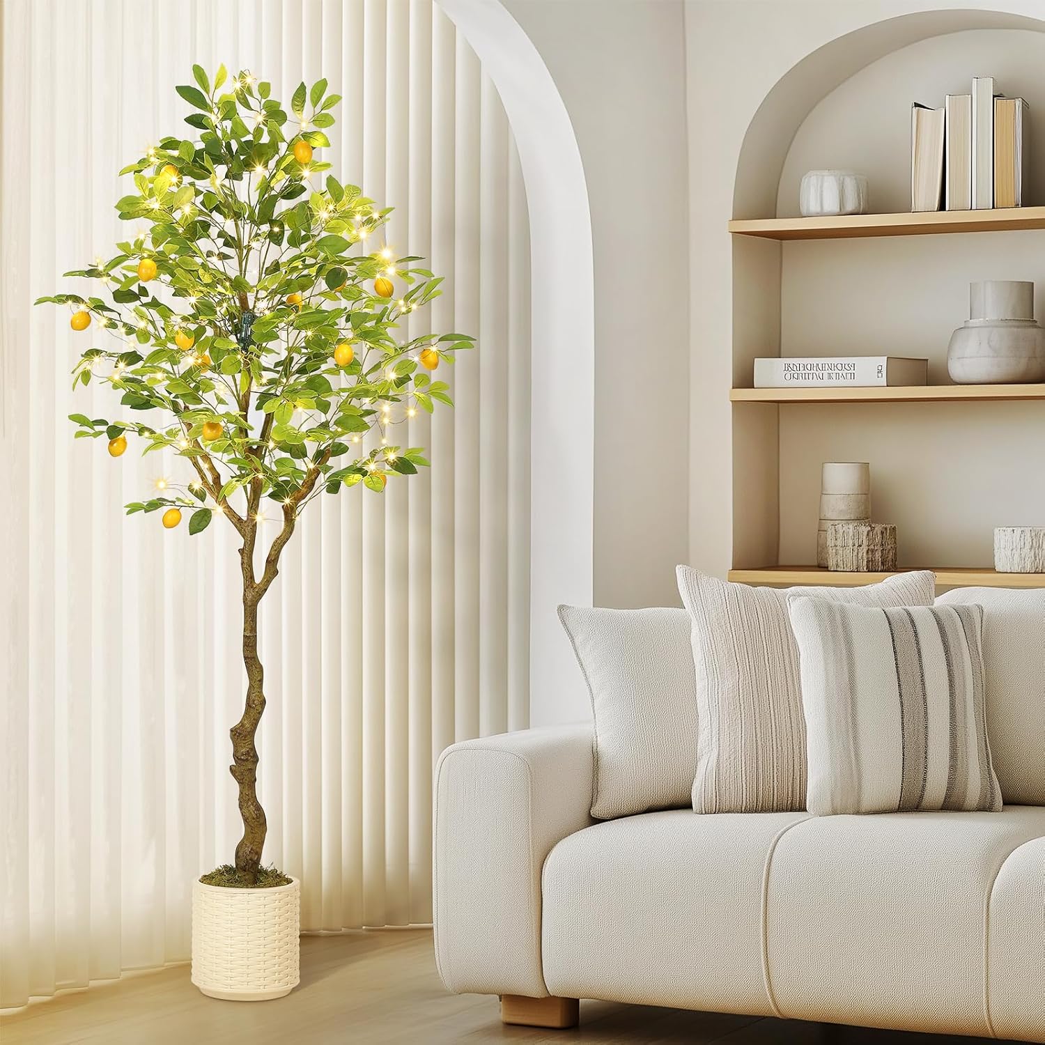 GarveeHome Artificial Lemon Tree with 100 LED Lights