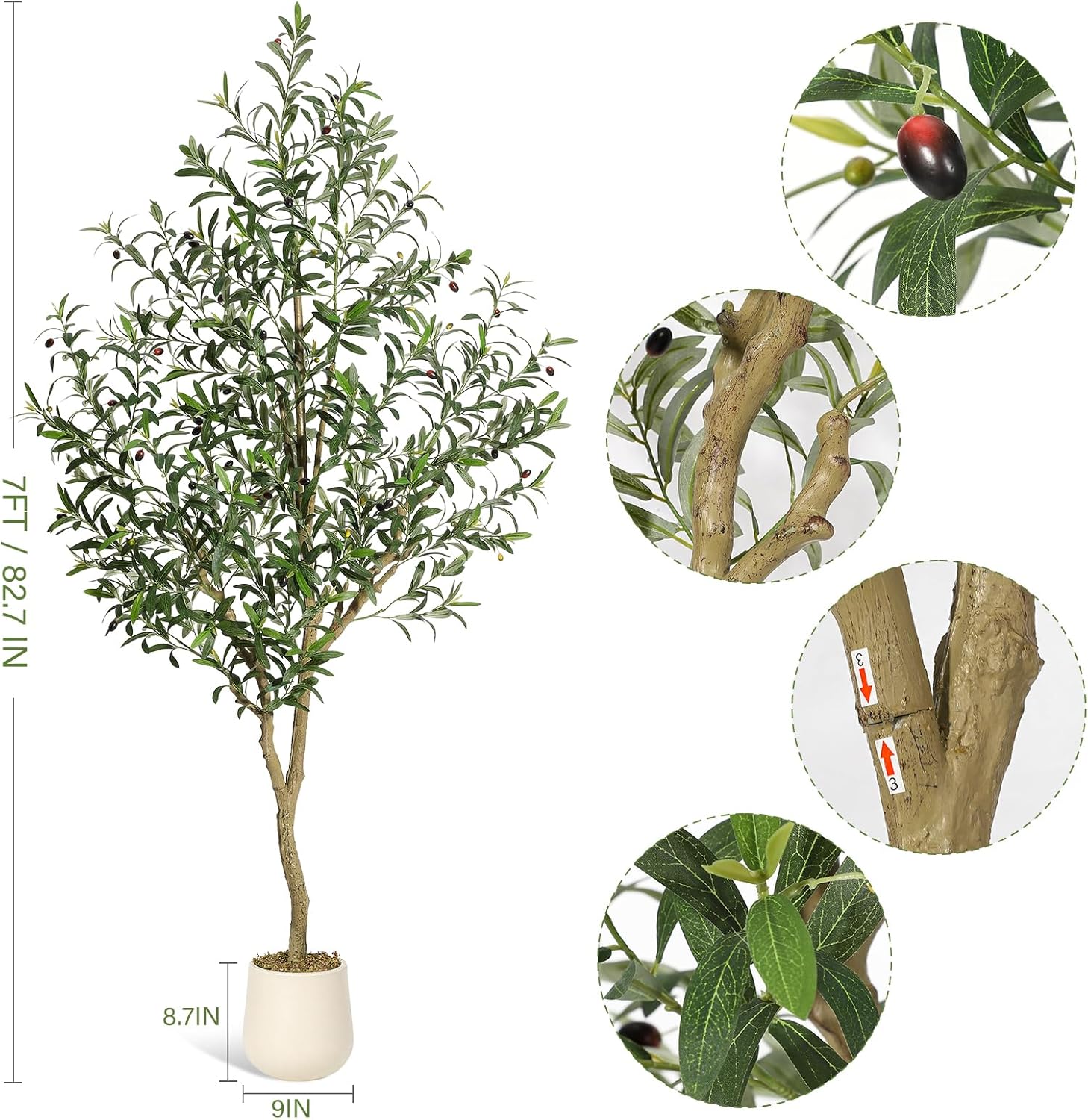 GarveeHome Olive Trees Artificial Indoor 7ft Faux Silk Plant