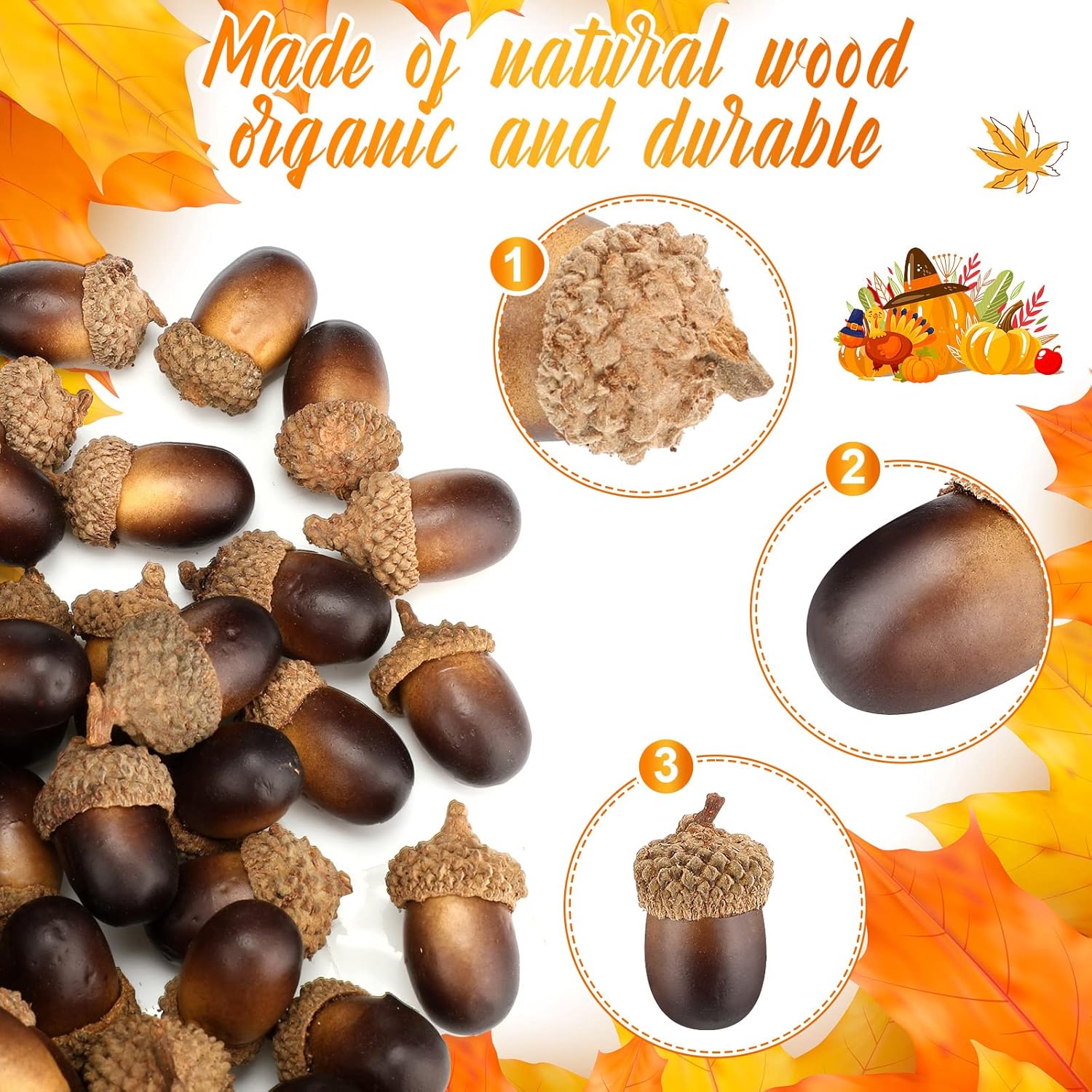 Syhood 300 Piece Artificial Acorn Decor Set