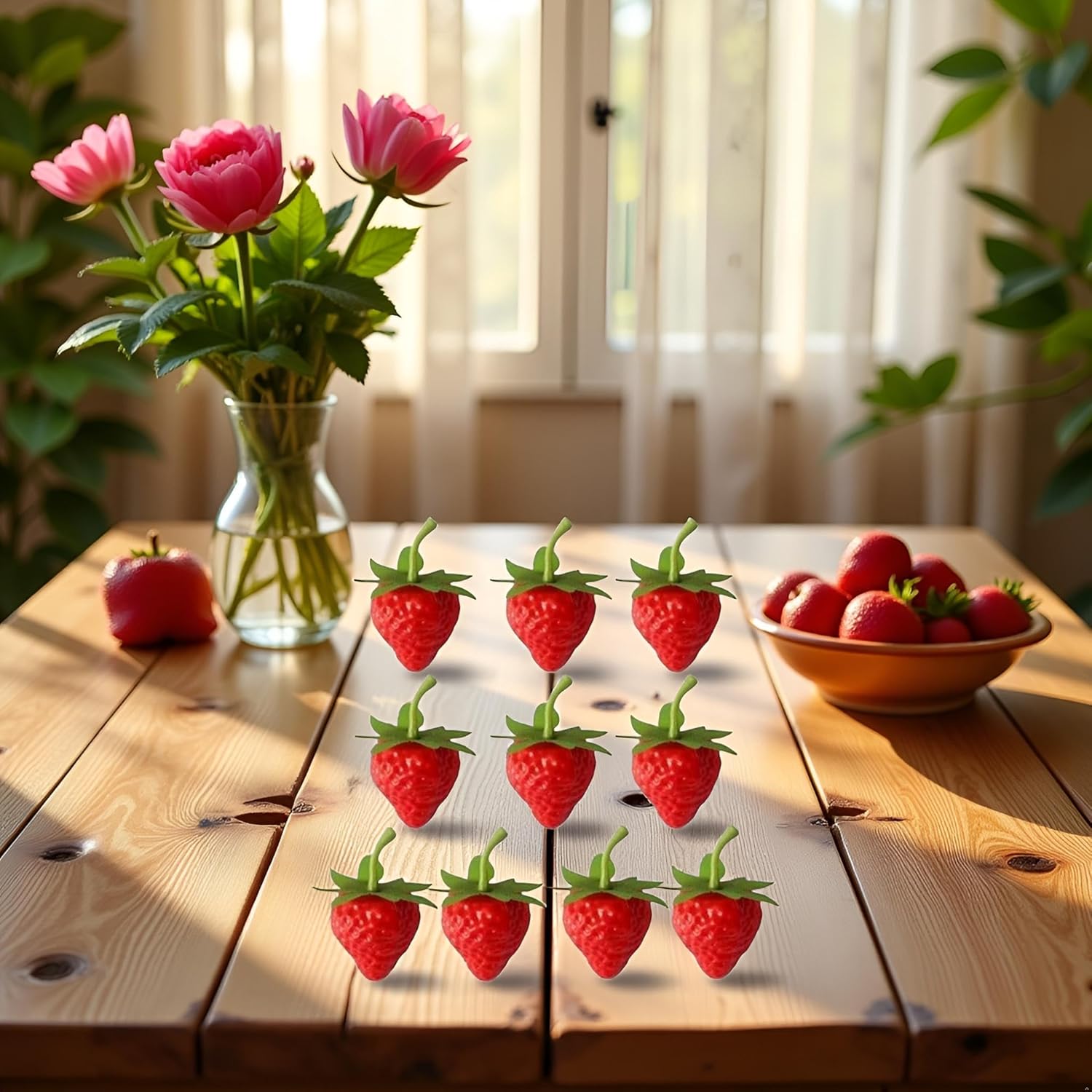 10 Pcs Realistic Plastic Artificial Strawberries Decoration