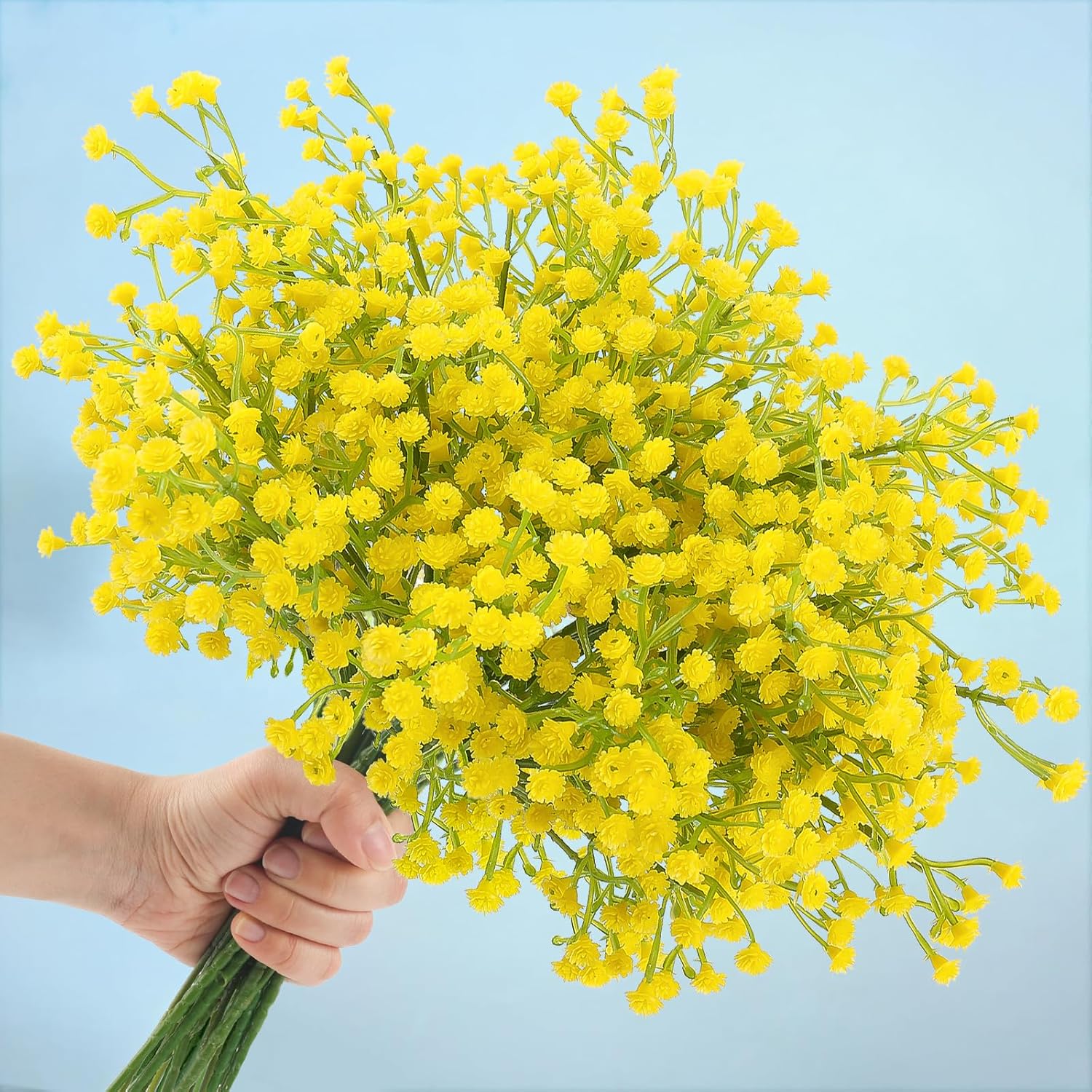 NT NIETING 10Pcs Yellow Artificial Babys Breath Flowers Bouquet Filler