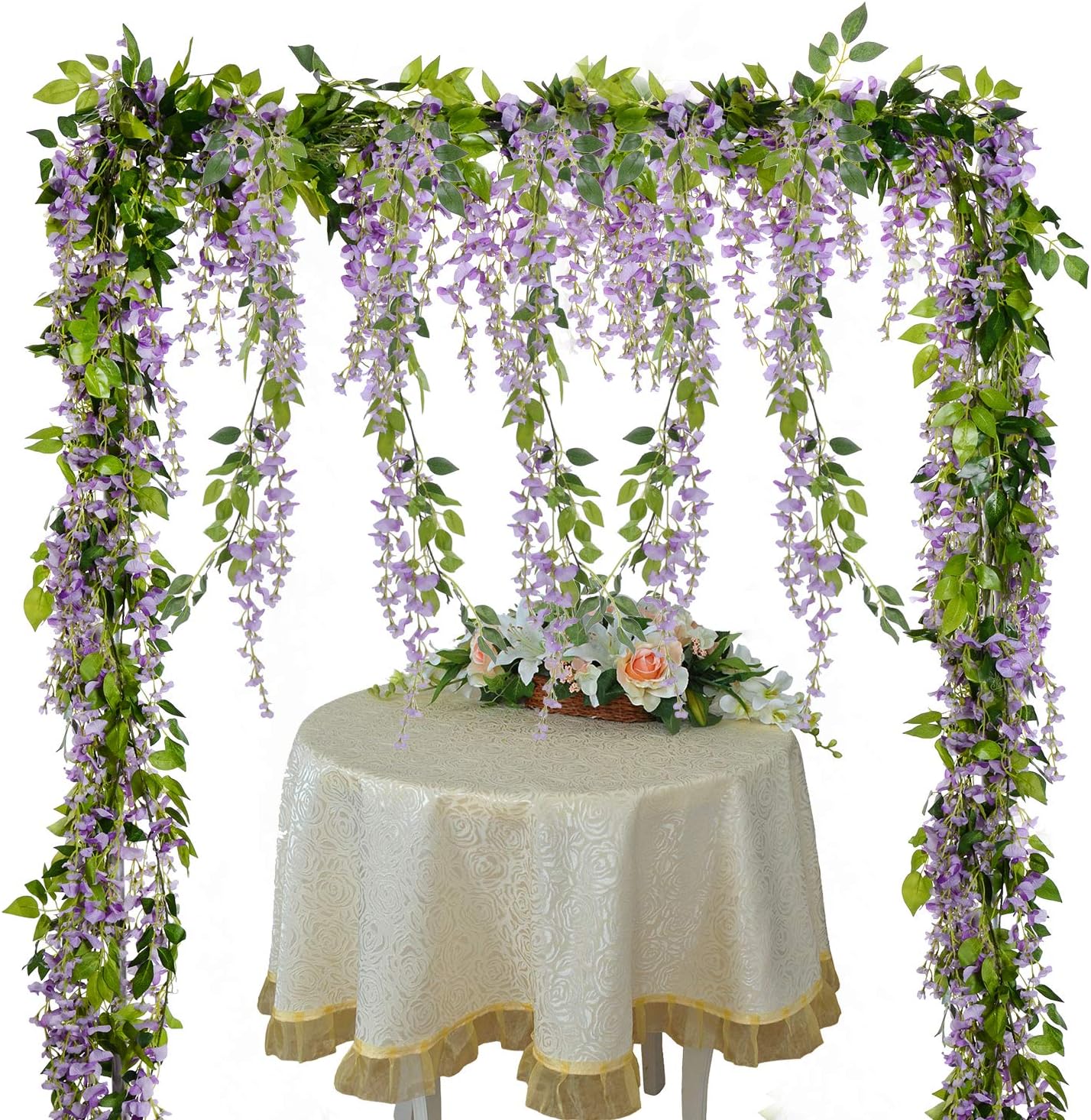 Lvydec Wisteria Artificial Flowers Garland Light Purple 288ft 4 Pcs
