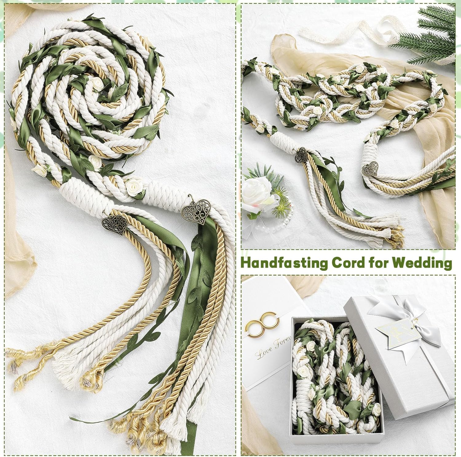 ReliThick Wedding Lasso Handfasting Cord Set with Pendant
