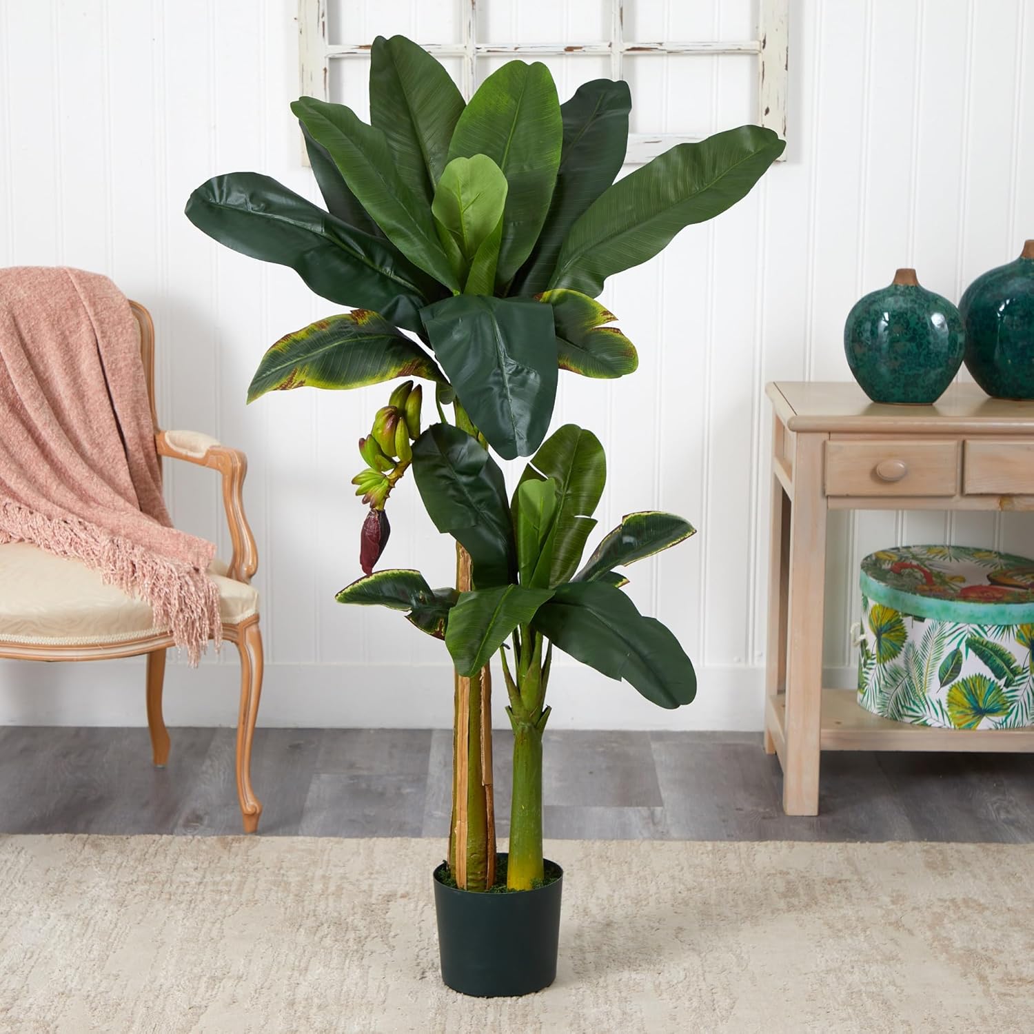 Nearly Natural 5ft 3ft Banana Silk Tree with Bananas