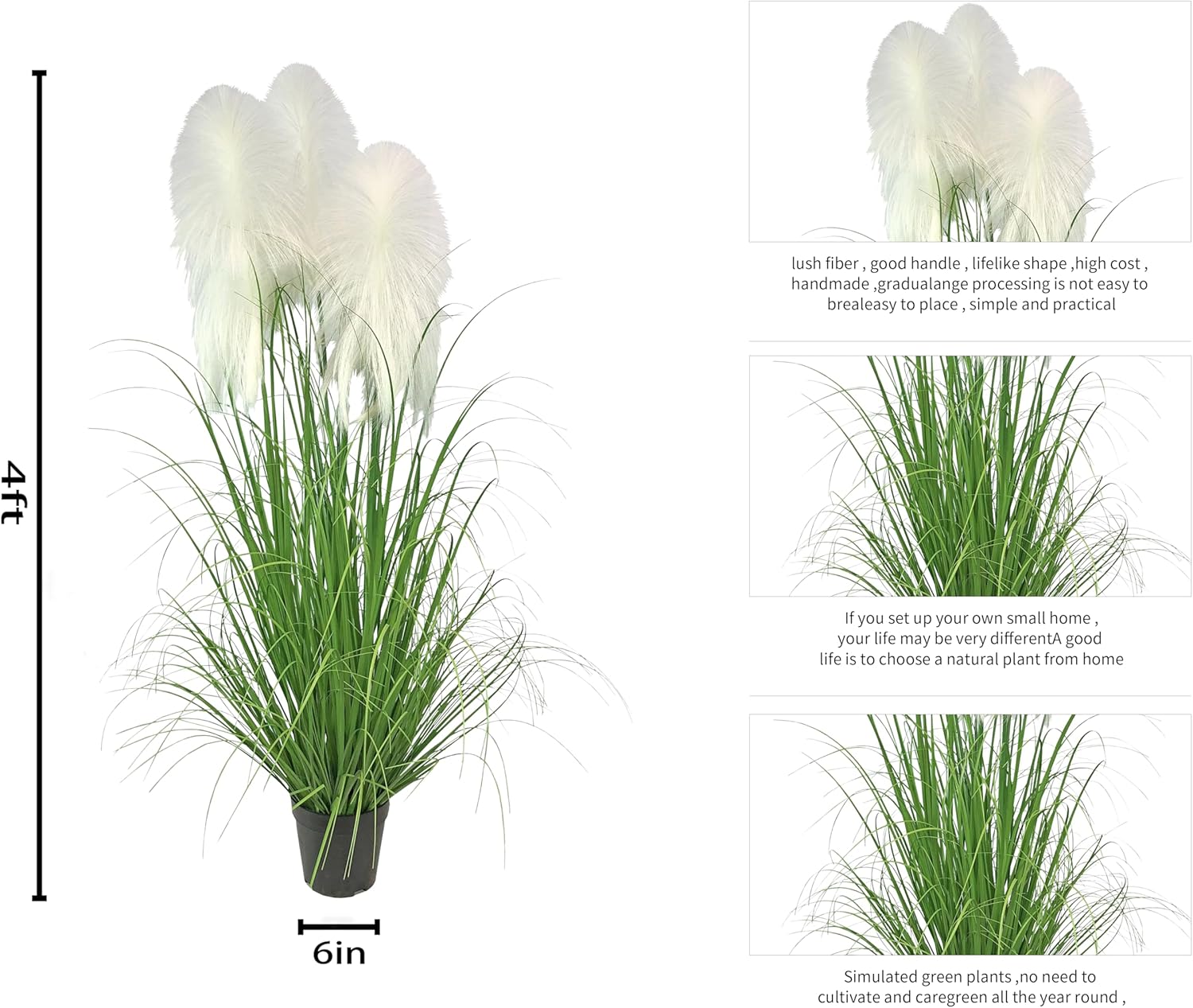 47 Inch Tall Artificial Grass Plant in Pot