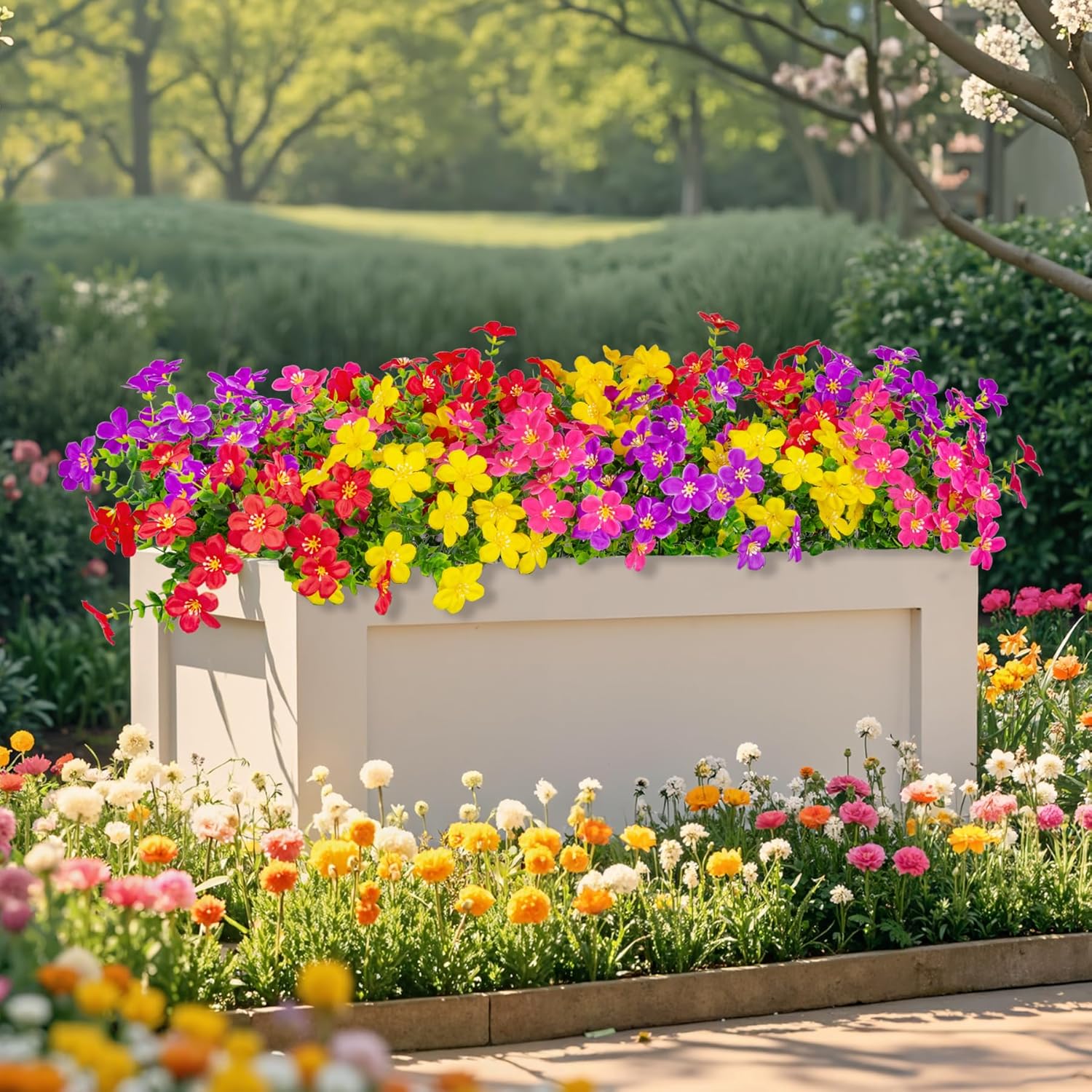 16 Piece Artificial Flowers Outdoor Decor UV Resistant