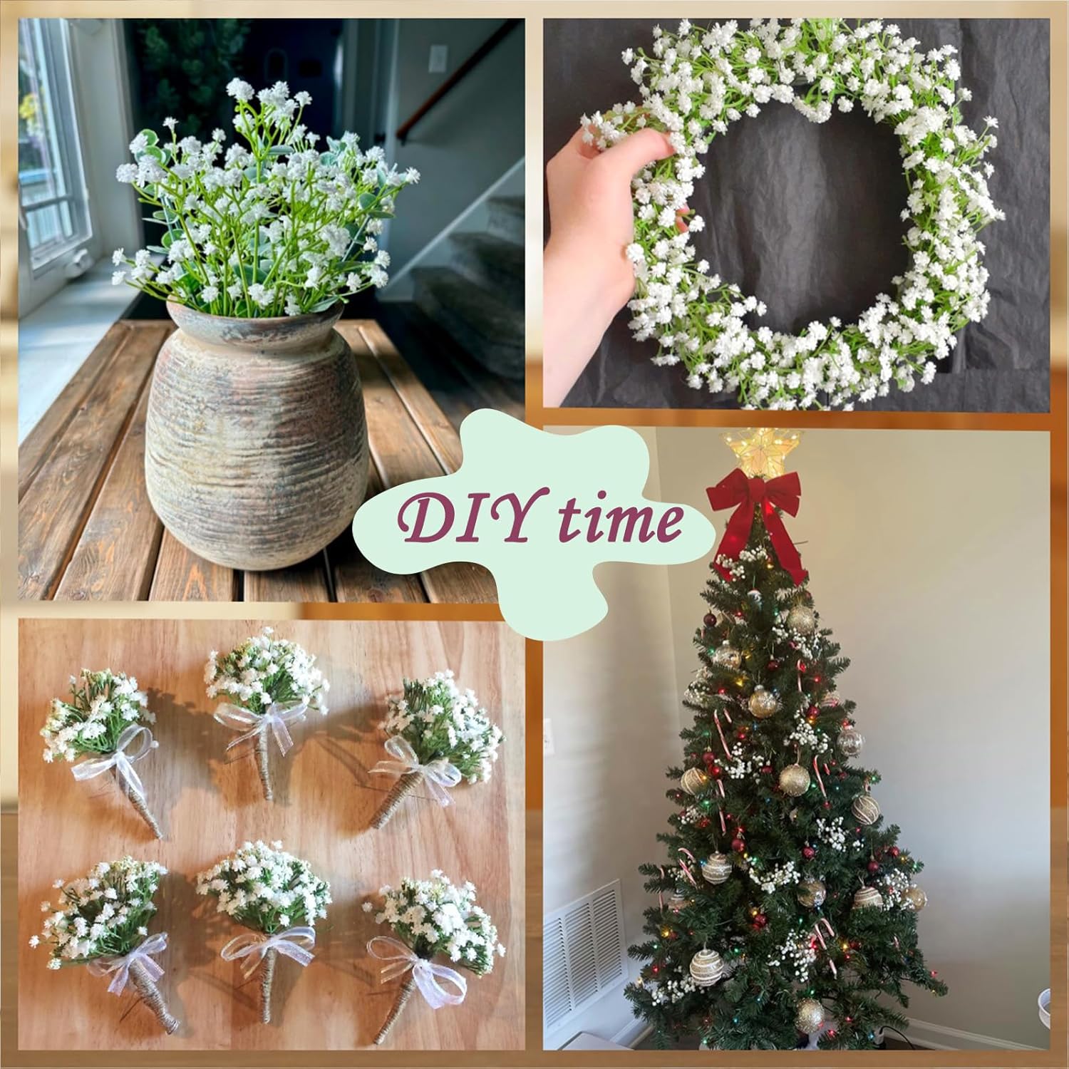 24Pcs Artificial Babys Breath Flowers for Wedding Decor DIY