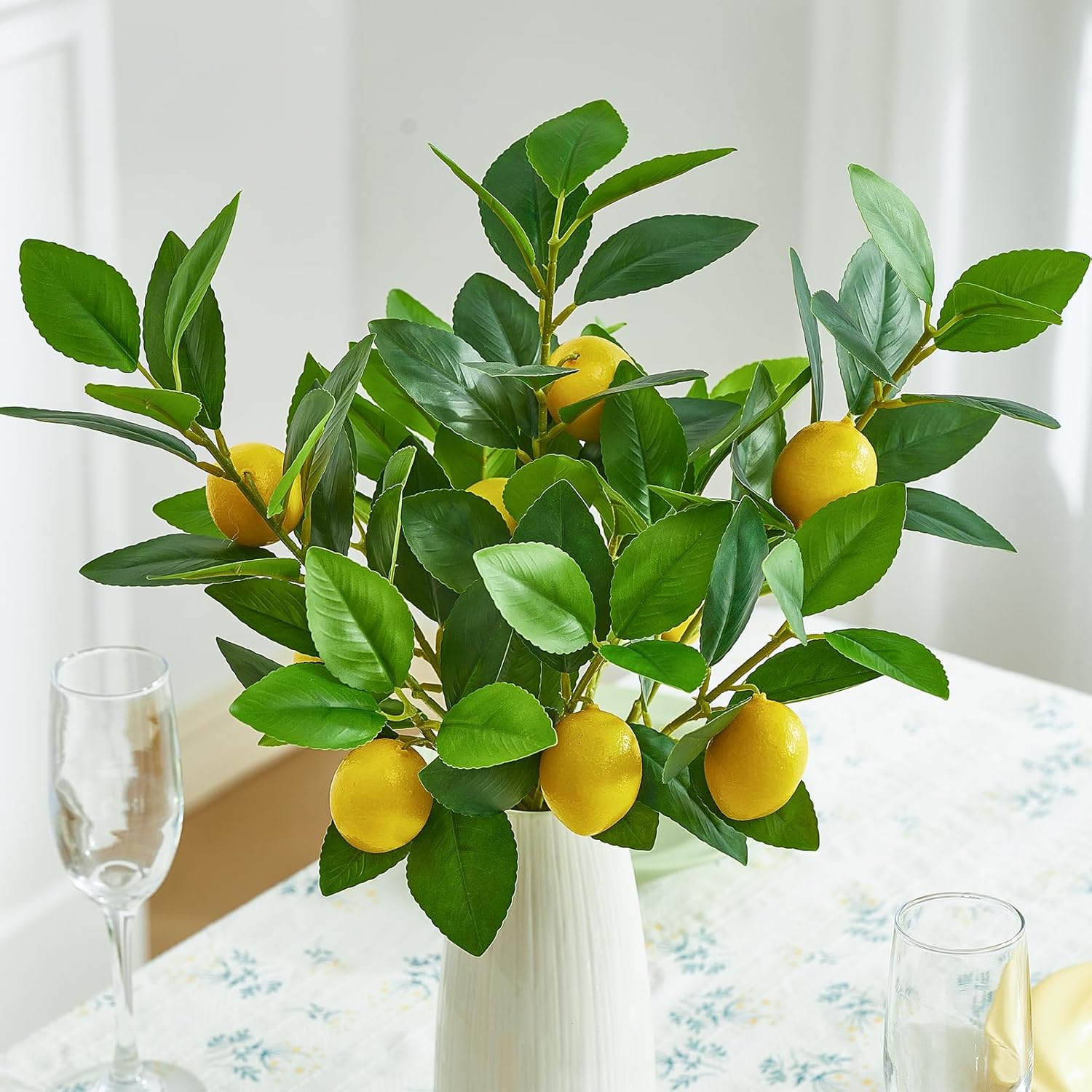 3 Pcs Artificial Lemon Branches 18 Inch Lemon Tree Decor