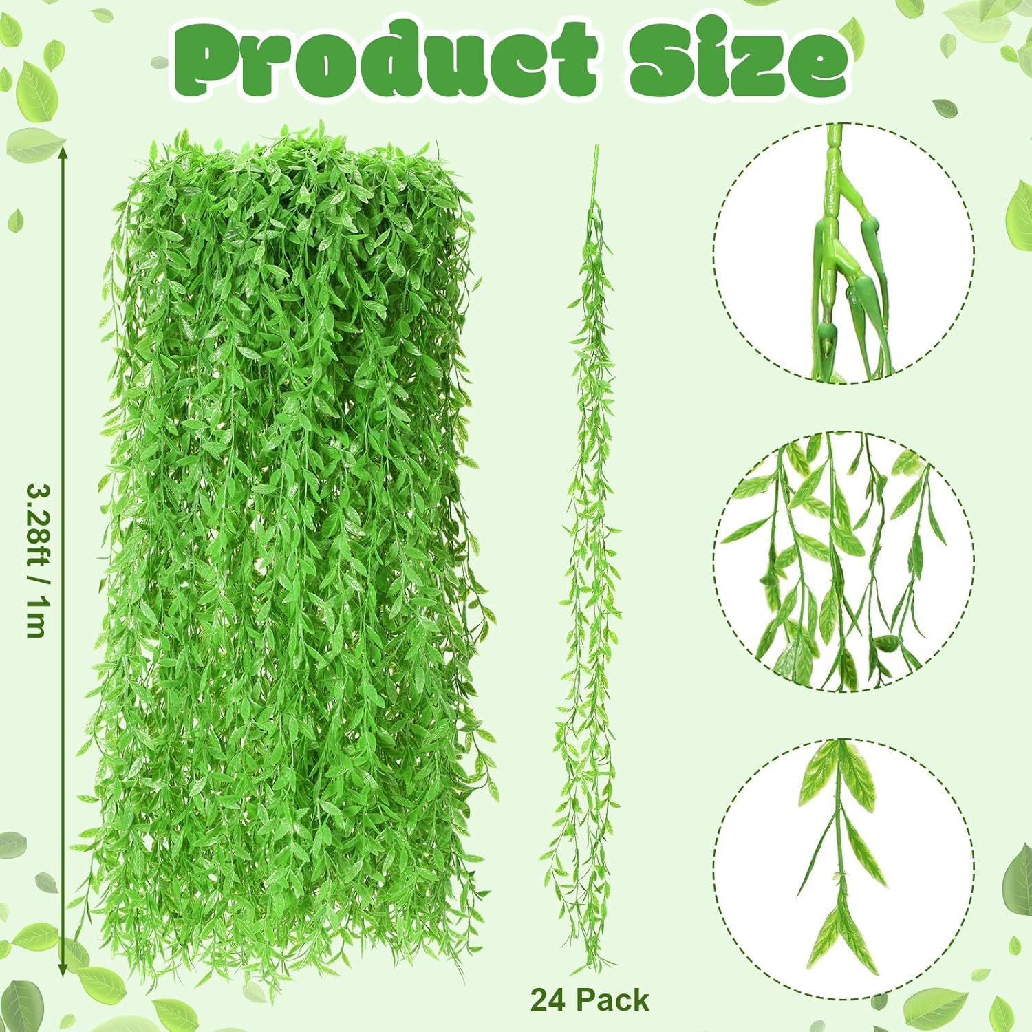 Riceshoot Artificial Weeping Willow Garland 24 Pcs
