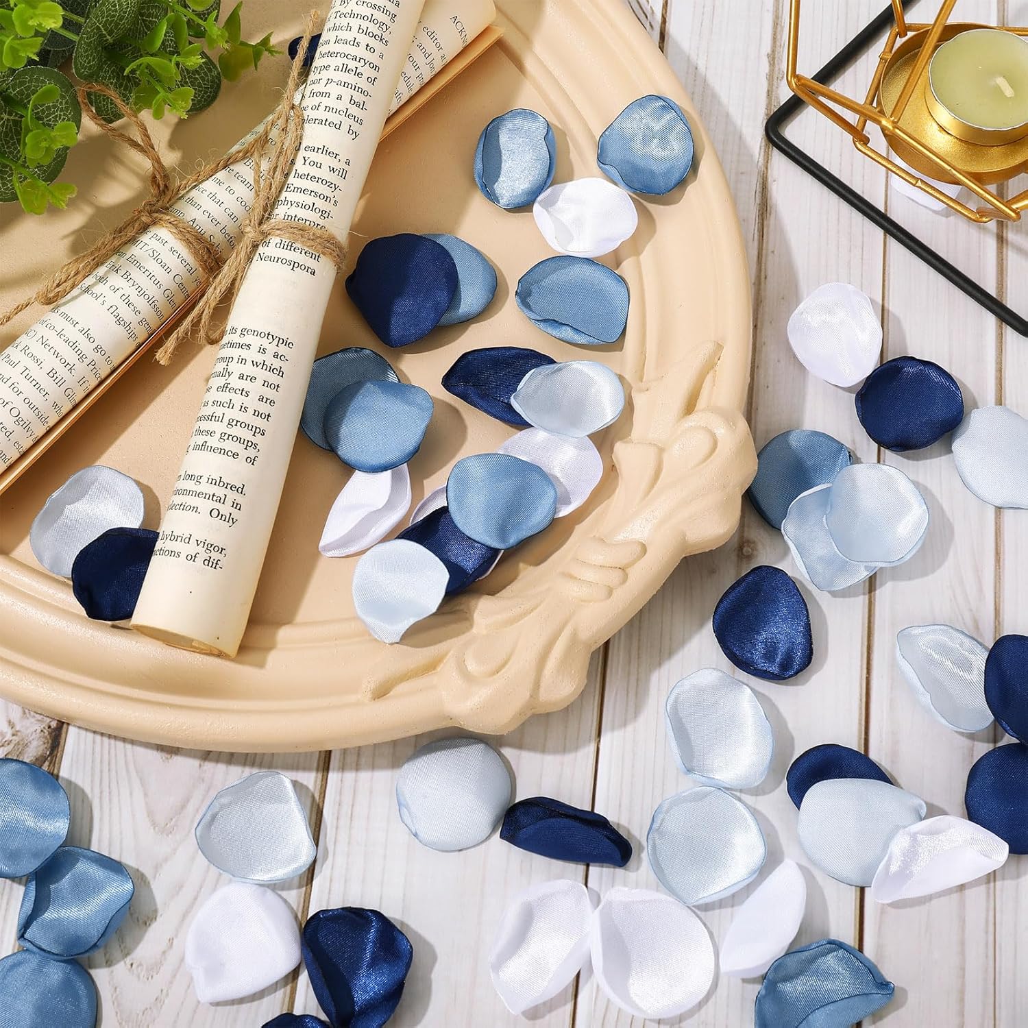 600Pcs Artificial Silk Rose Petals Dusty Blue Wedding Decor