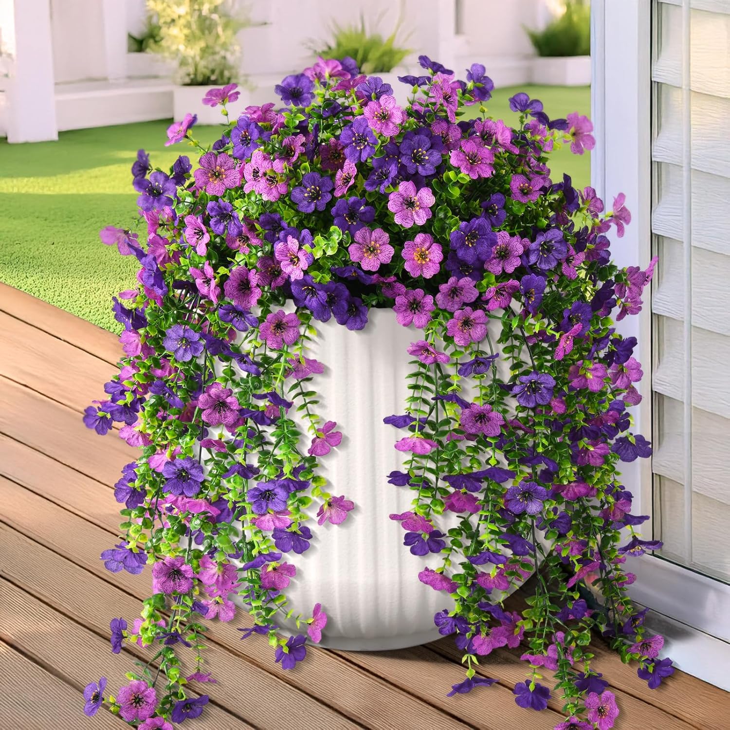 Hommyea Artificial Hanging Flowers Double Purple