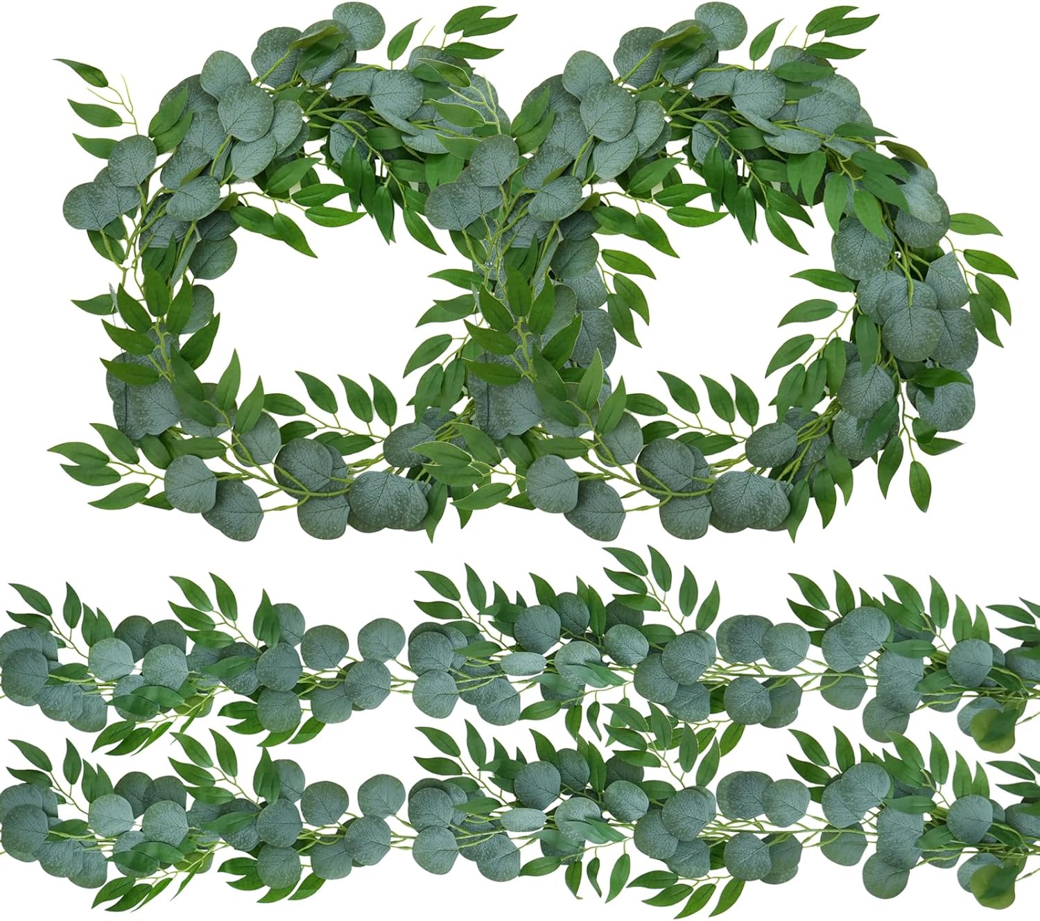4 Pack Artificial Eucalyptus Garland with Willow Leaves