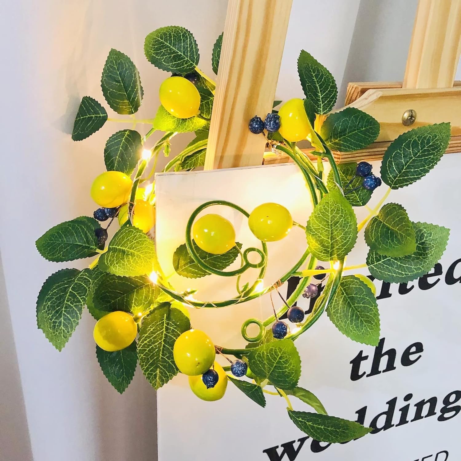 Lemon Blueberry Vine Garland with LED Lights 2 Pack