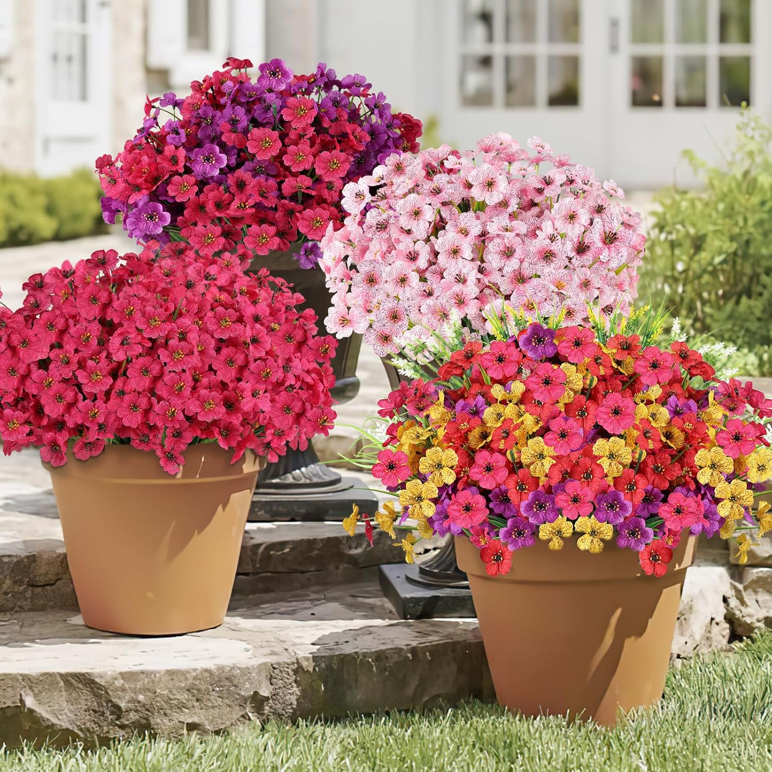 24 Bundle Artificial Flowers for Outdoor Decor