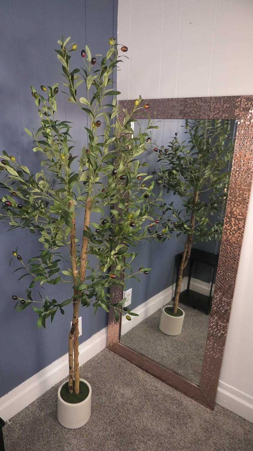 GAOMON 6ft Artificial Olive Tree with White Pot 2pcs
