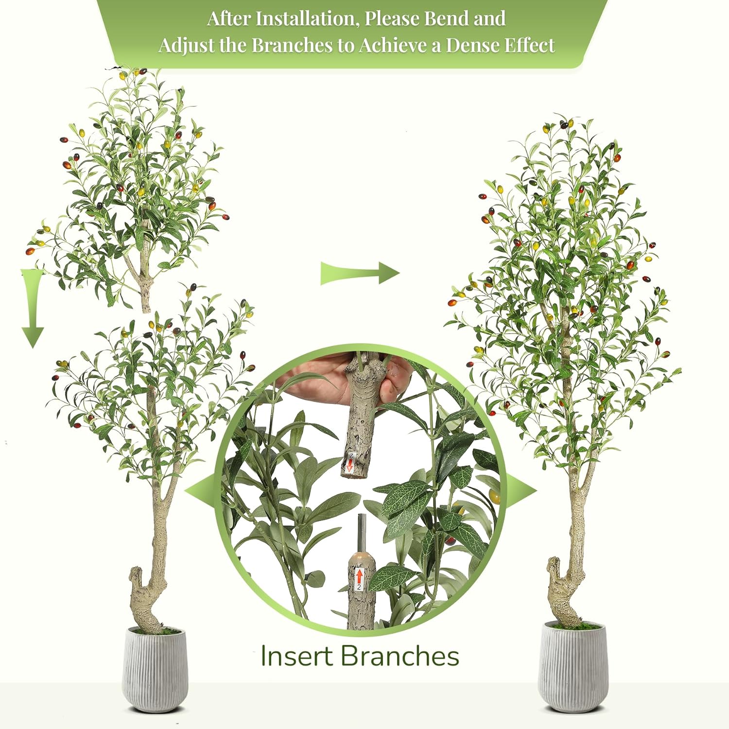 5ft Artificial Olive Tree with 72 Fruits and 864 Leaves 2 Pack