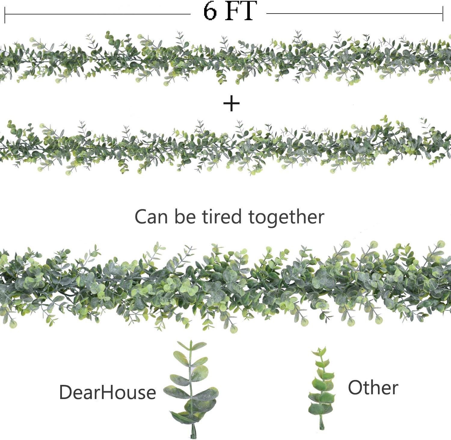 DearHouse 6 Pack Faux Eucalyptus Garland Plant