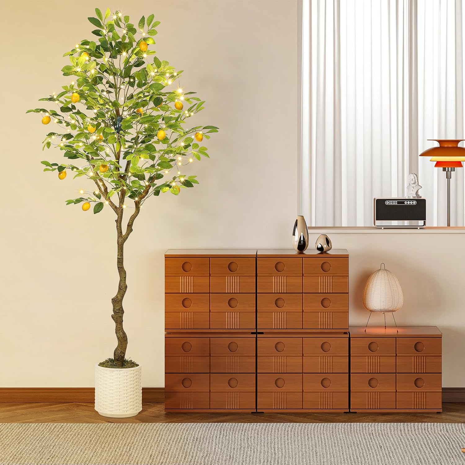 GarveeHome Artificial Lemon Tree with 100 LED Lights