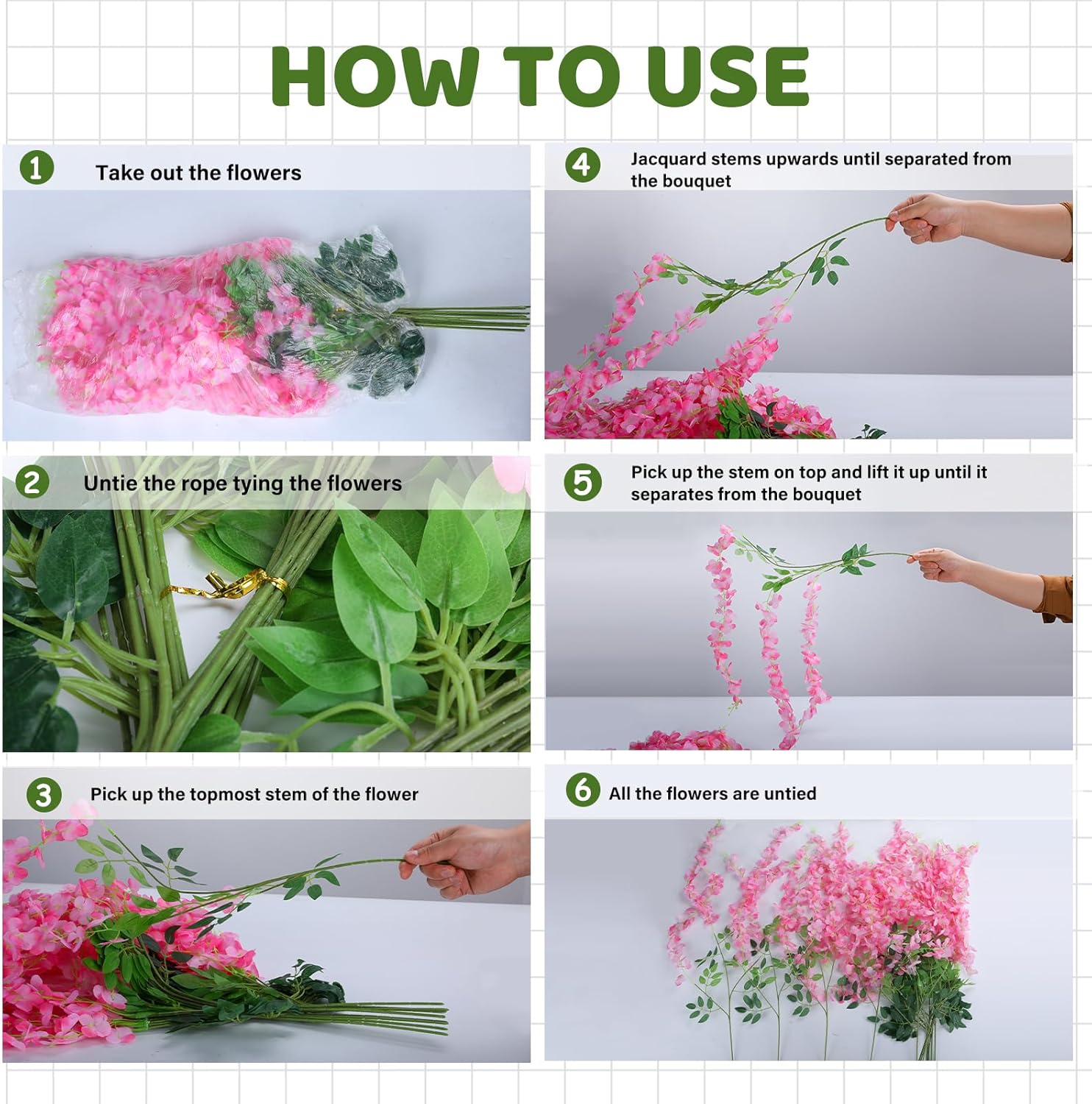 Alotiki Wisteria Garland Artificial Flowers 36ft Pink