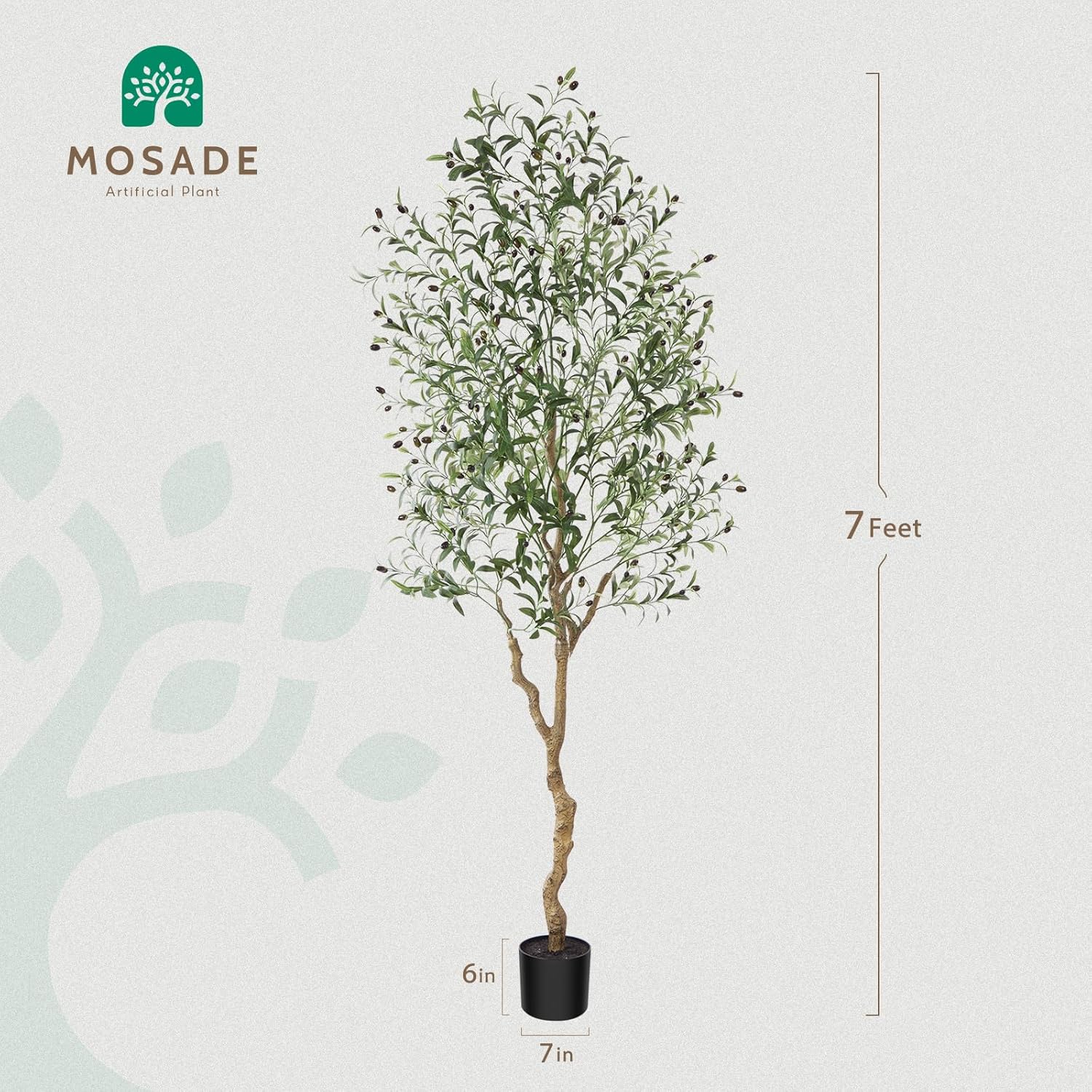MOSADE 7 Feet Artificial Olive Tree with Seagrass Basket