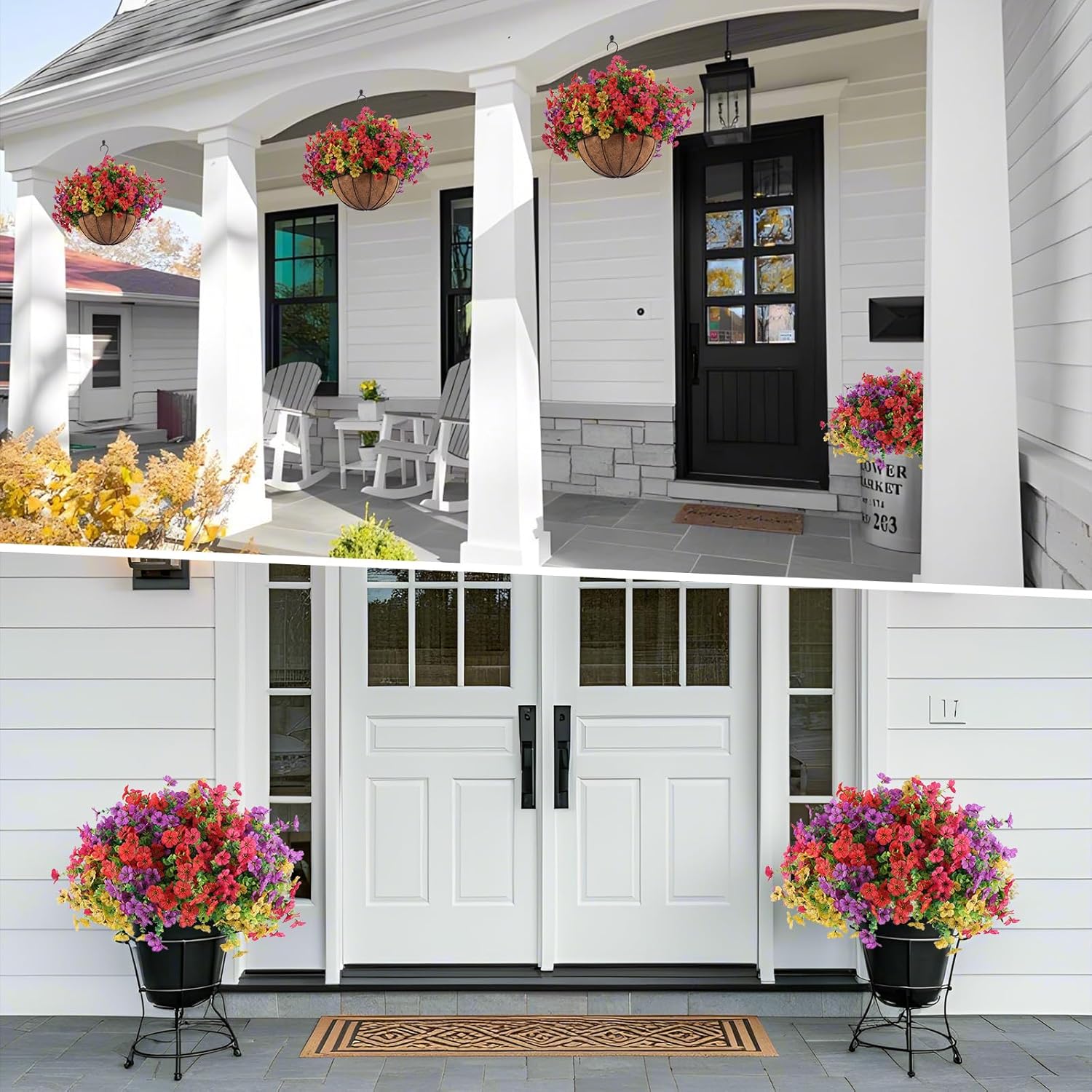 Hananona 2 Set Artificial Flowers with Hanging Baskets