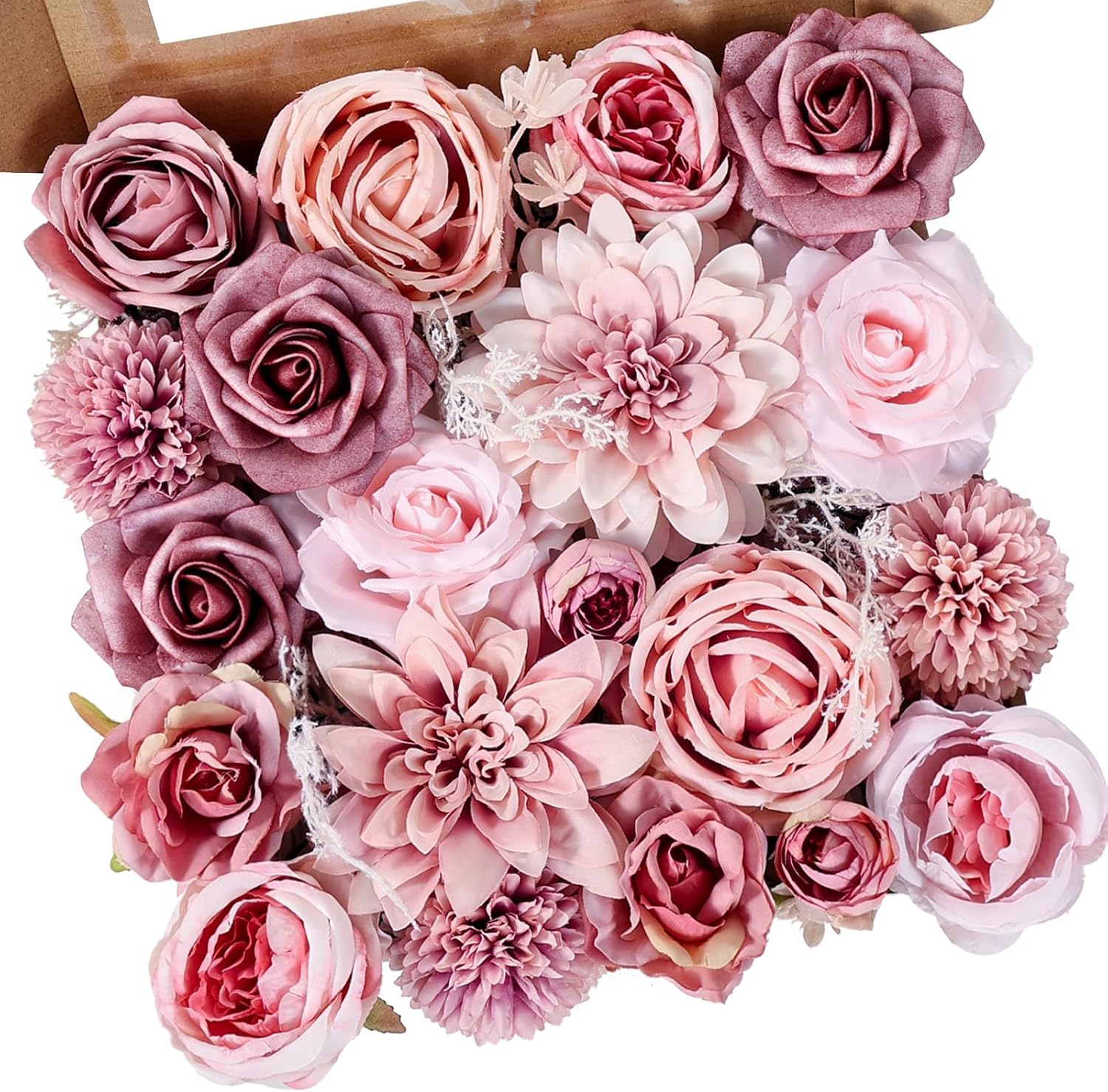 Dusty Pink Artificial Roses with Stems Bouquet Set