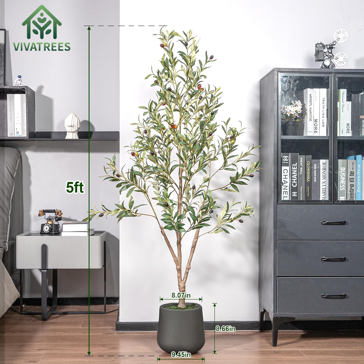 VIVATREES 5FT Artificial Olive Tree with Planter