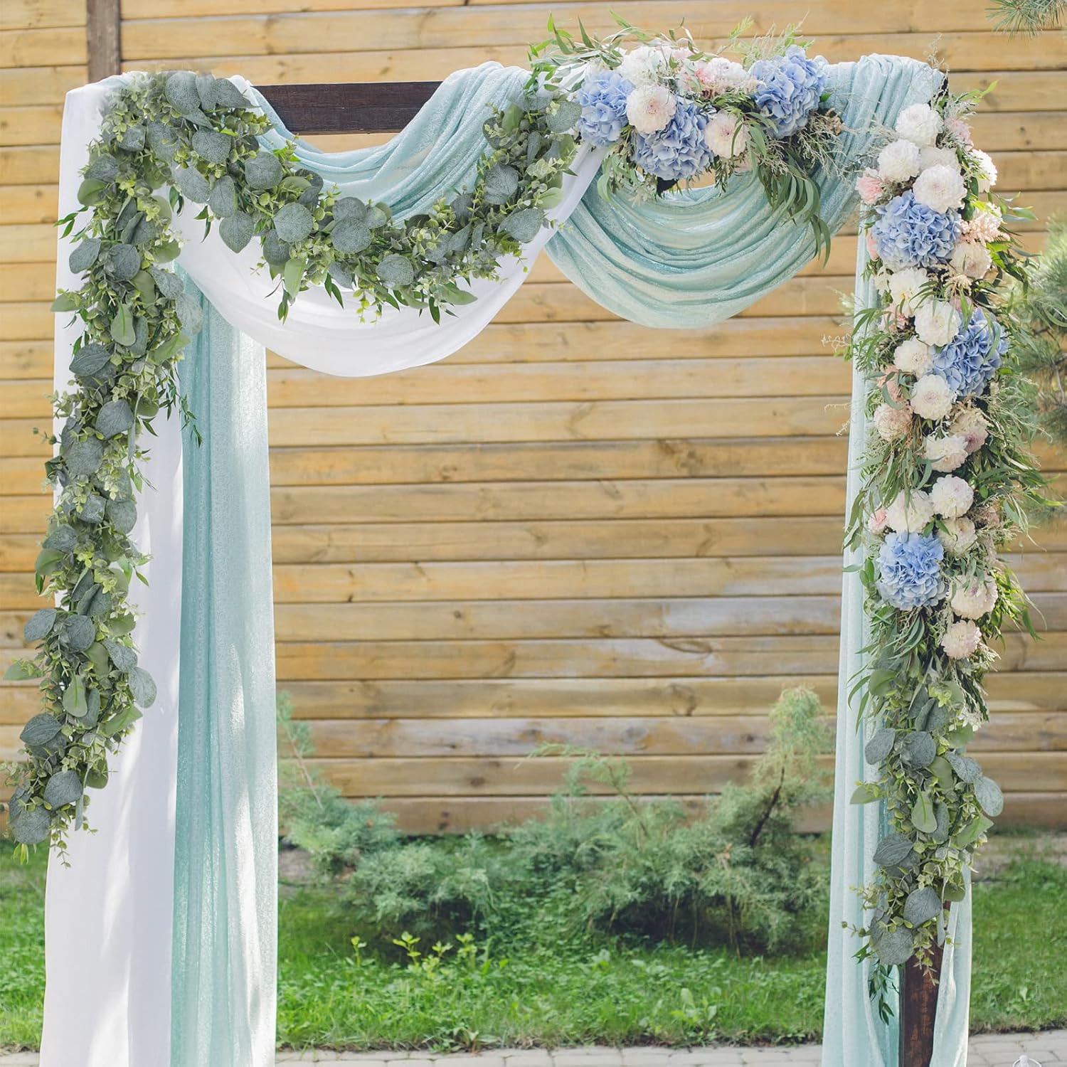 CEWOR 2 Pack 55ft Artificial Eucalyptus Table Runner