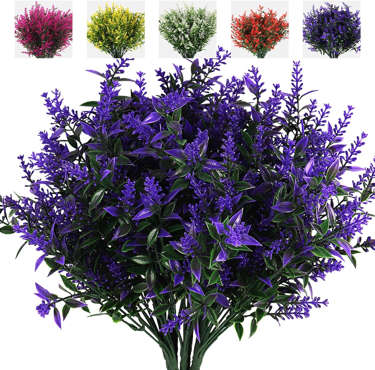 RECUTMS Artificial Lavender Flowers 8 Bundles UV Resistant Decor