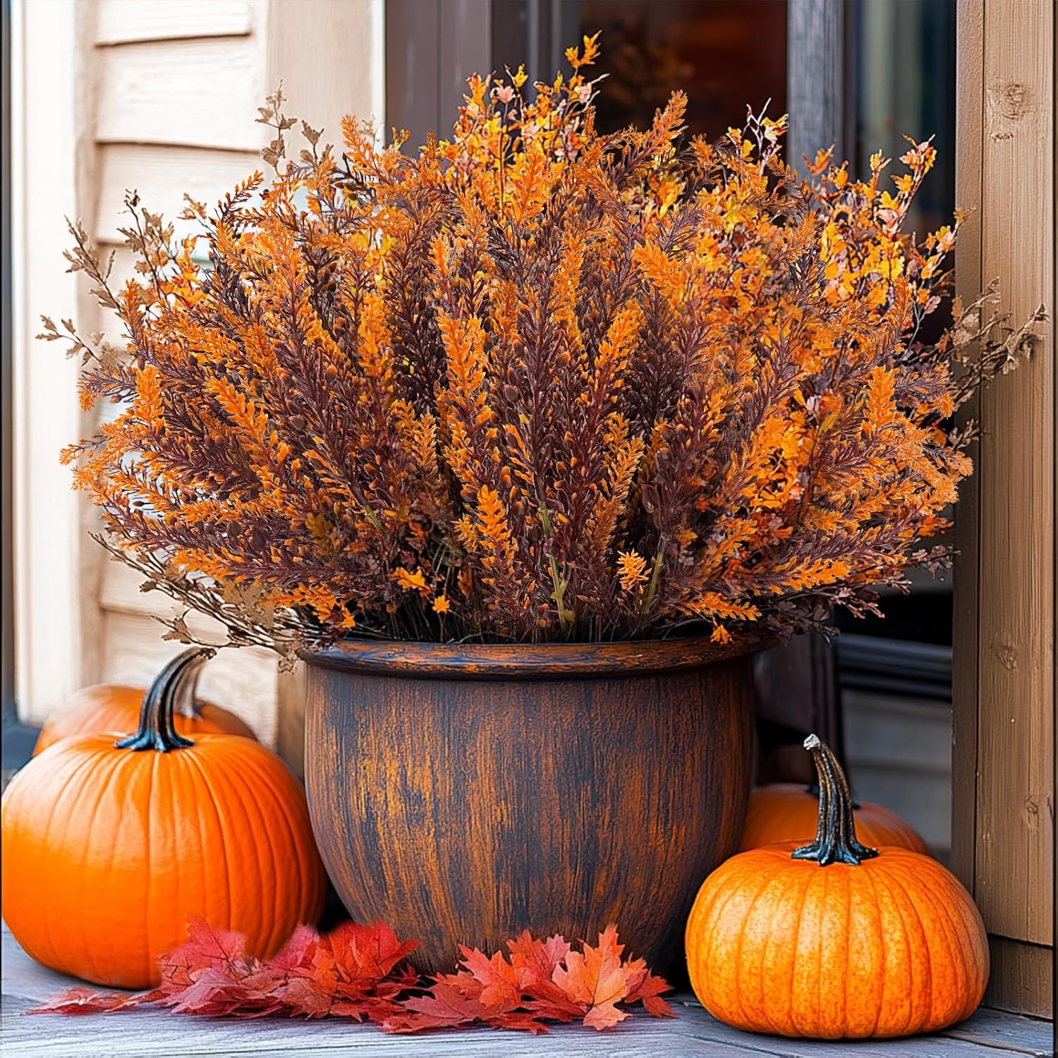 10 Bundles Artificial Fall Flowers for Outdoor Decor