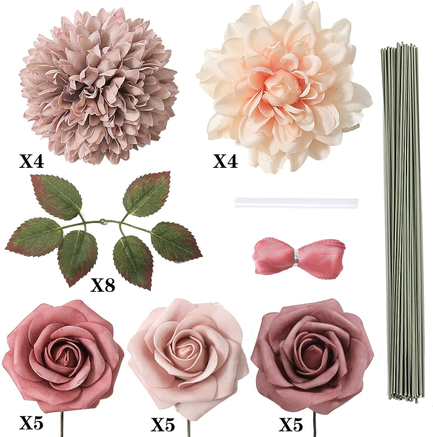 Artificial Flowers Gradient Pink Purple Combo Set
