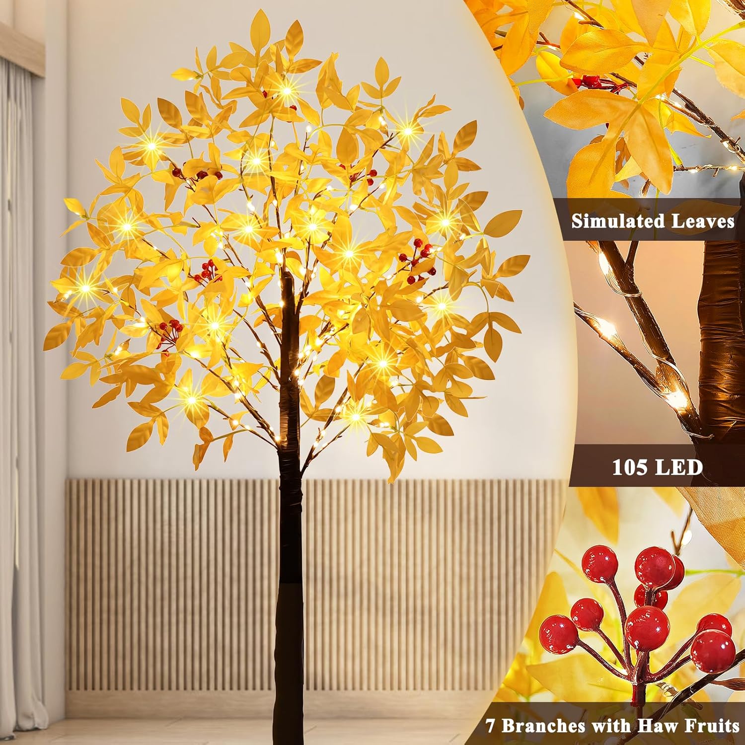 5FT Lighted Artificial Maple Tree with 105 LED Lights