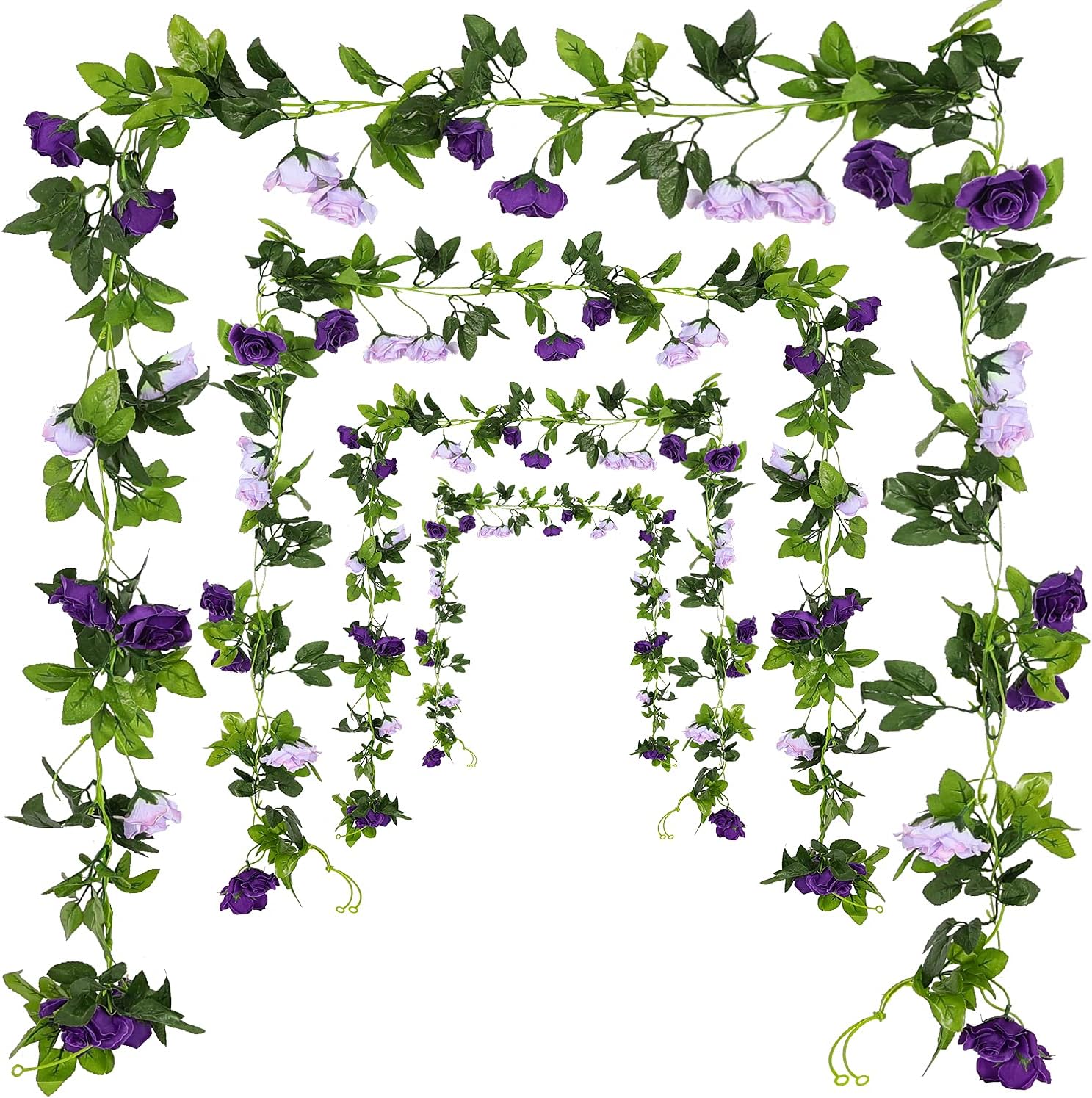 JUSTOYOU 2 Pack Fake Rose Garland Artificial Flowers Wedding Decoration