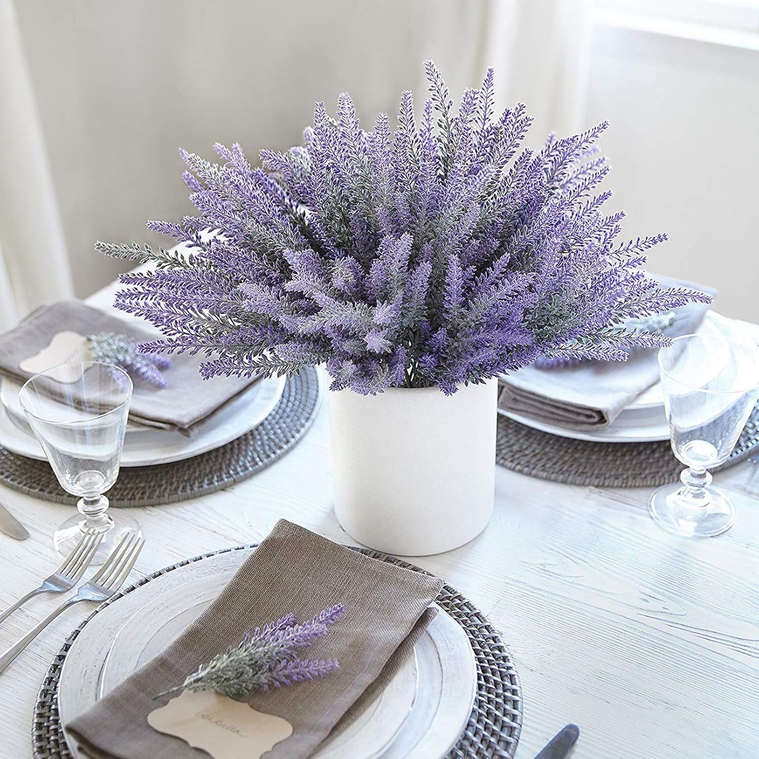 10 Bundle Artificial Lavender Flowers for Home Wedding Decor