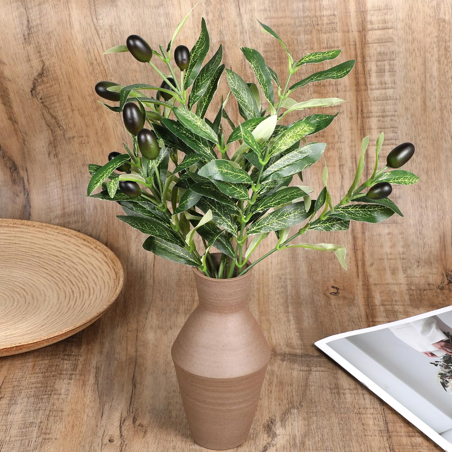 5 Pcs Artificial Olive Tree Branches 11 Inch Faux Greenery for Centerpieces