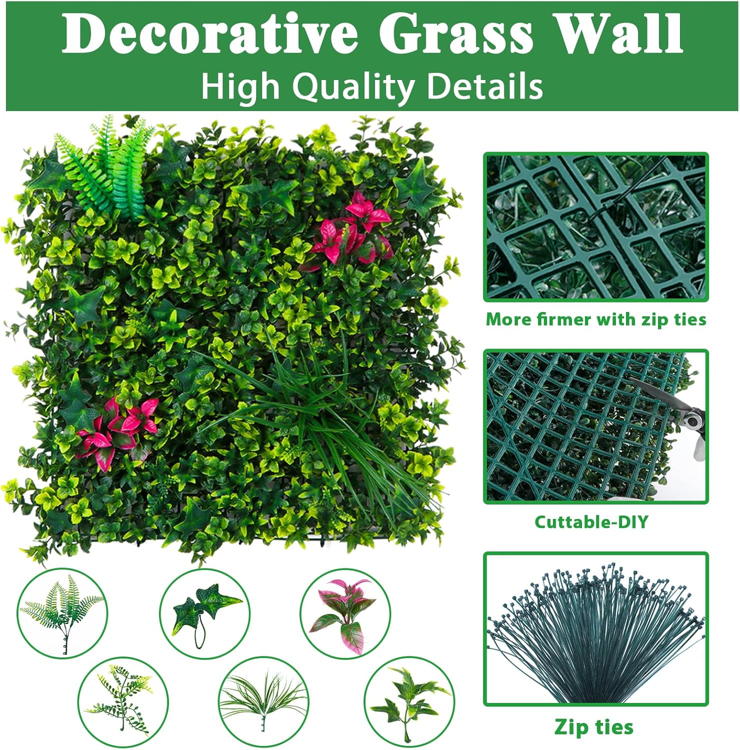 Artificial Boxwood Wall Panels with Mint Leaves 20x20 12pcs Greenery Privacy Screen