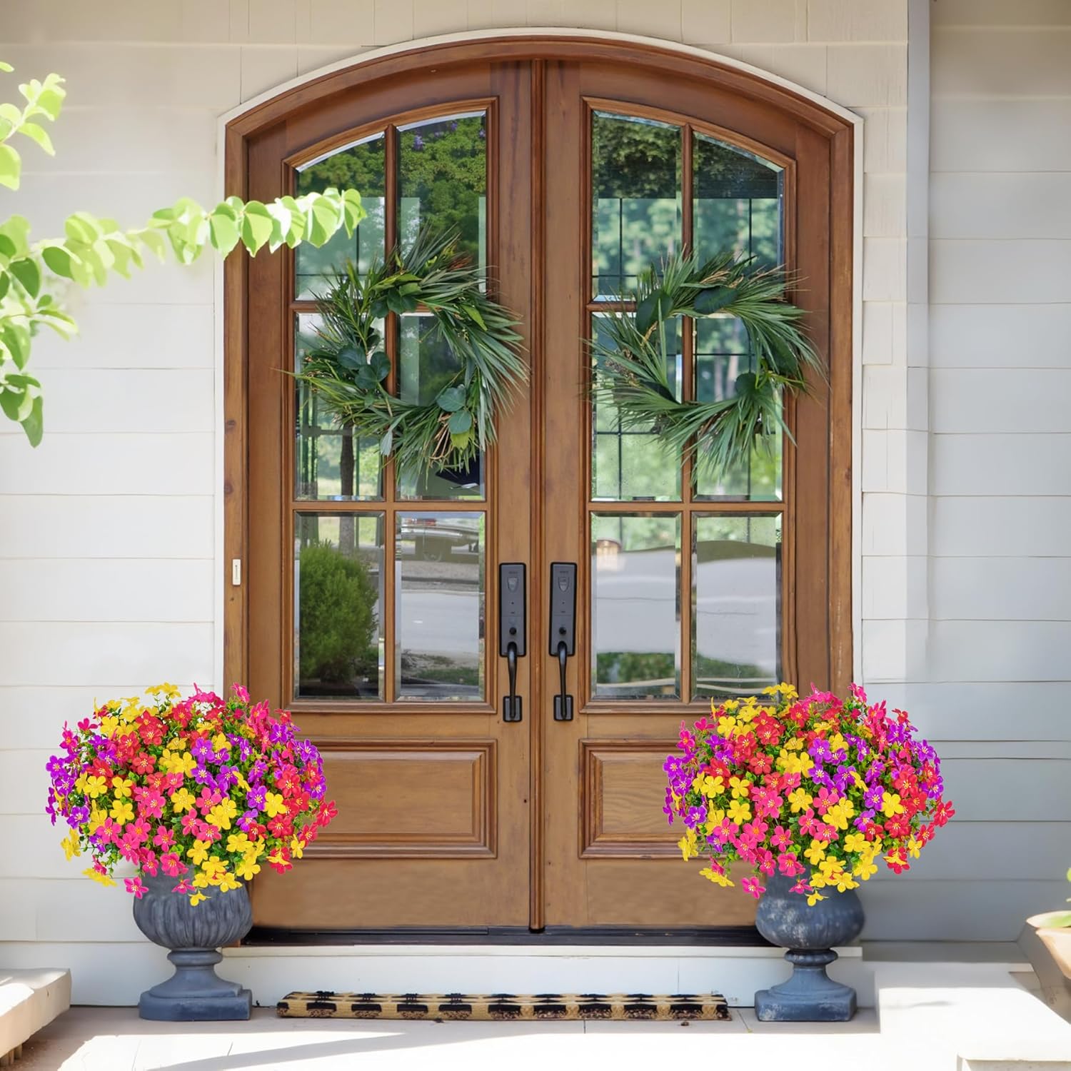 16 Piece Artificial Flowers Outdoor Decor UV Resistant
