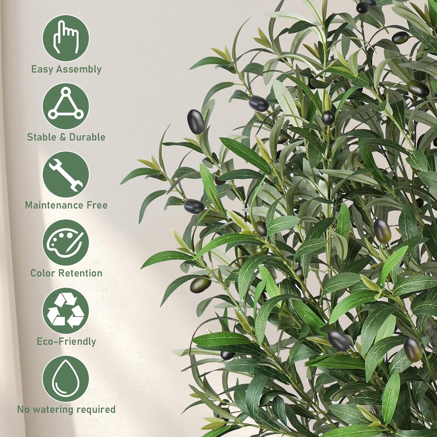 Fairblo 6 FT Artificial Olive Tree with 2100 Leaves and 80 Fruits