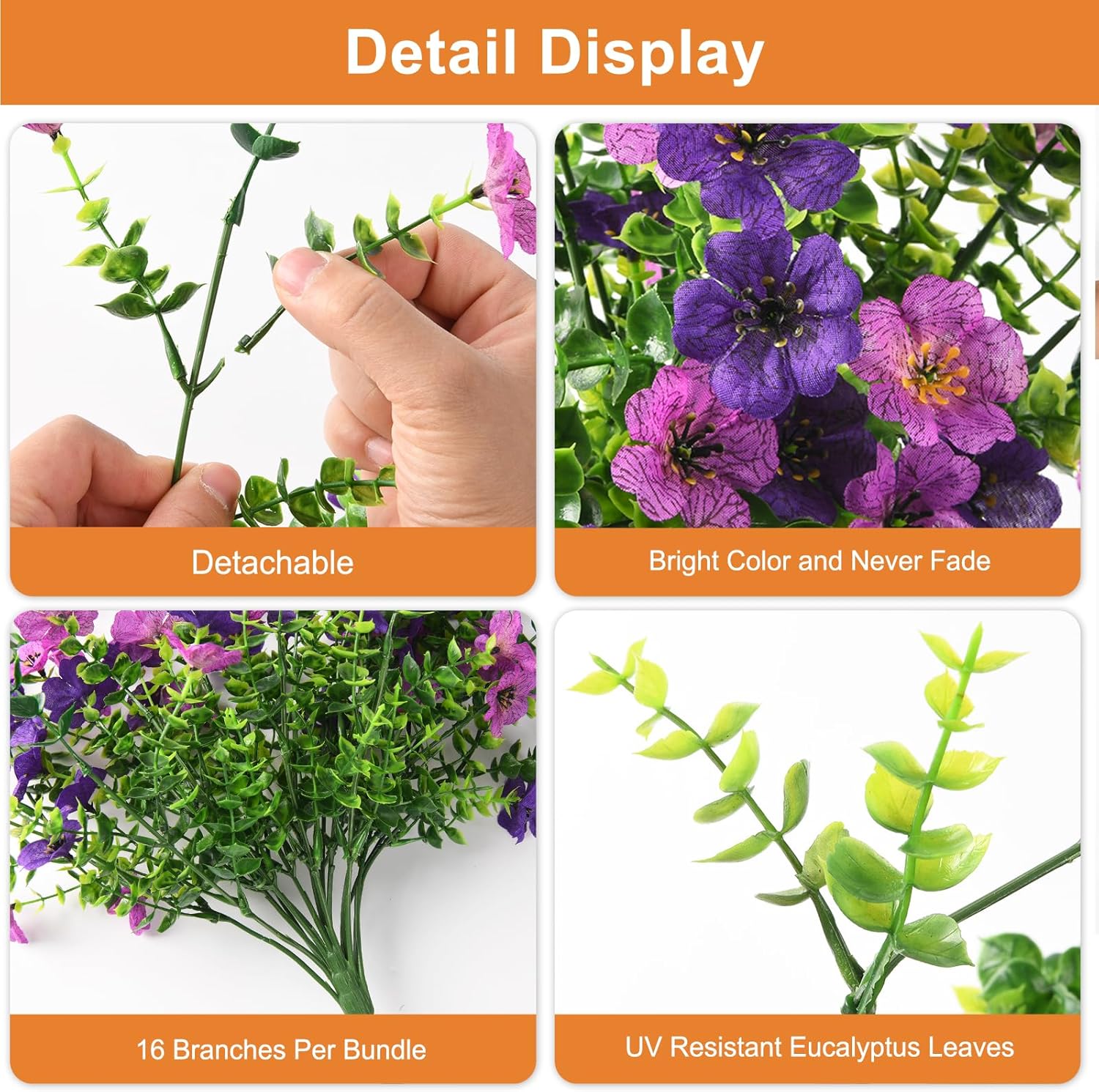 Hommyea Artificial Hanging Flowers Double Purple