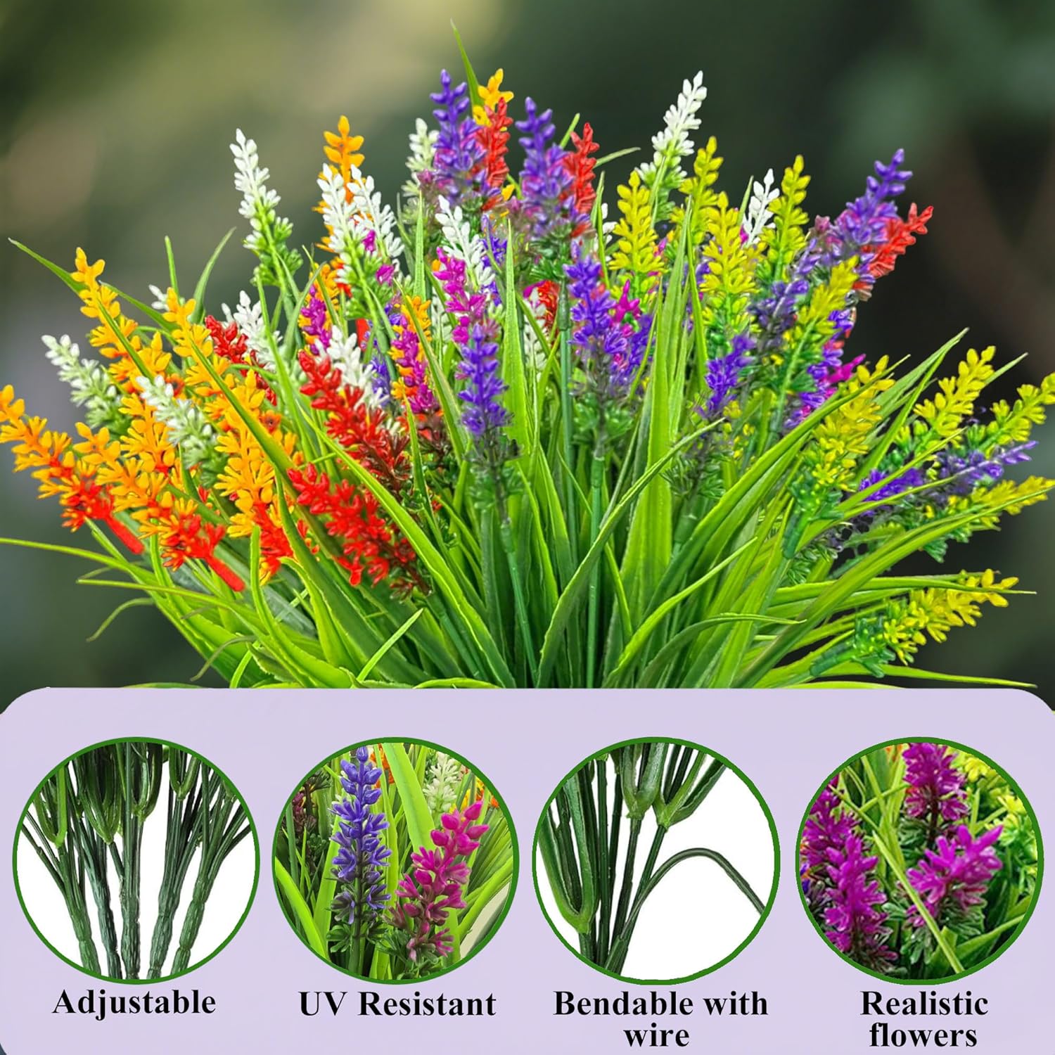 24 Bundles Artificial Lavender Flowers for Outdoor Decor