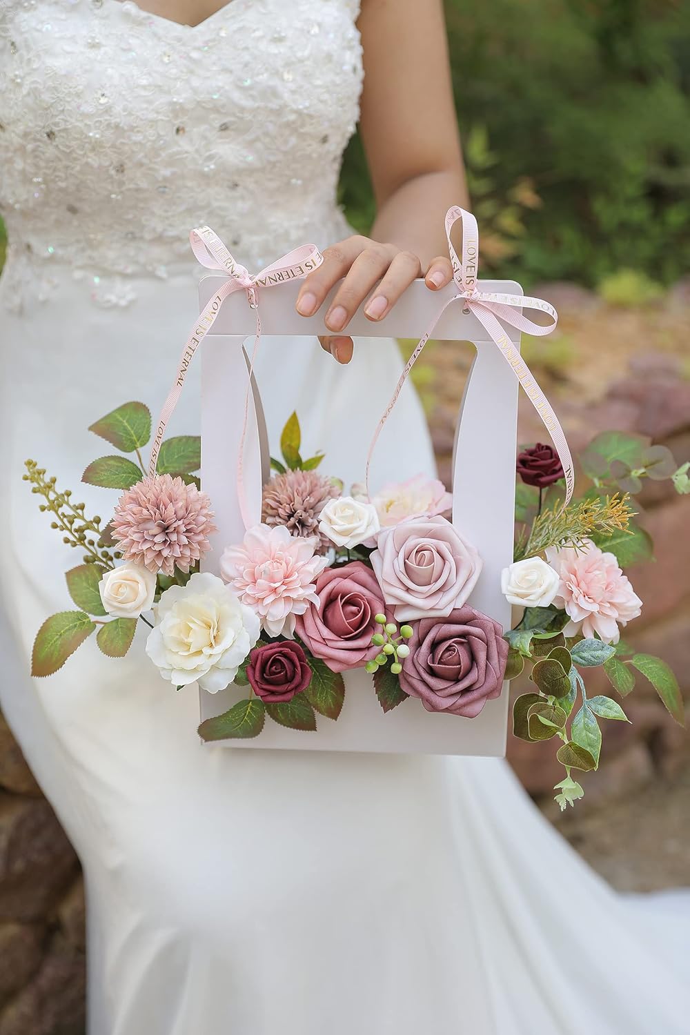 Artificial Flowers Gradient Pink Purple Combo Set