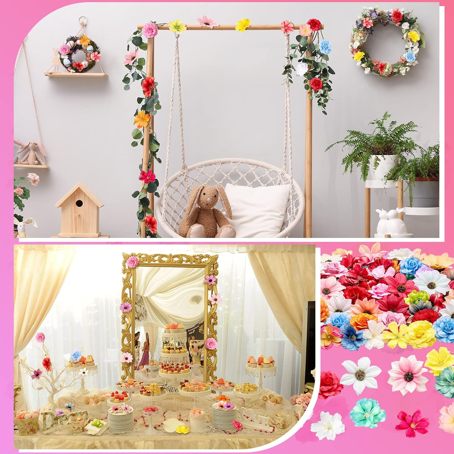 Hoteam Assorted Silk Artificial Flowers 100 Pcs
