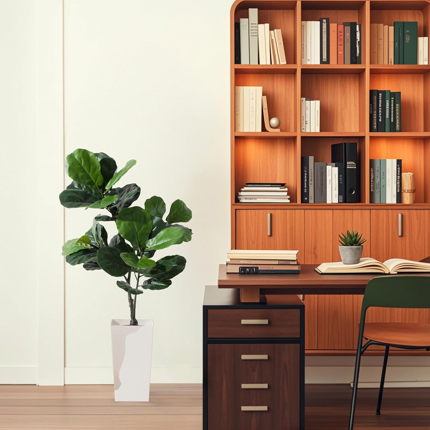 Artificial Fiddle Leaf Fig Tree 5FT Silk with White Planter